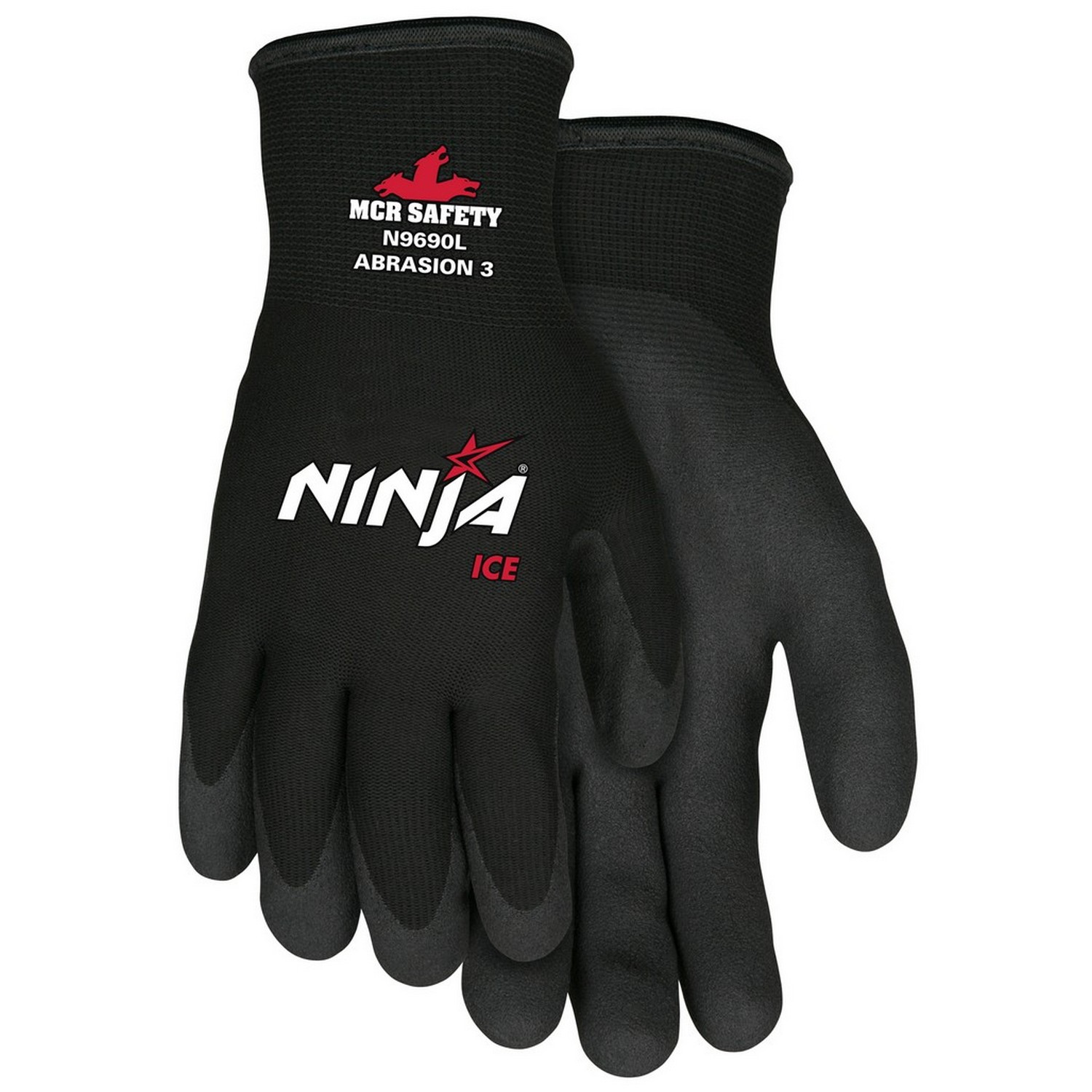 MCR Safety N9690 Ninja Ice 15 Gauge black nylon, Acrylic Terry inner, HPT palm and fingertips