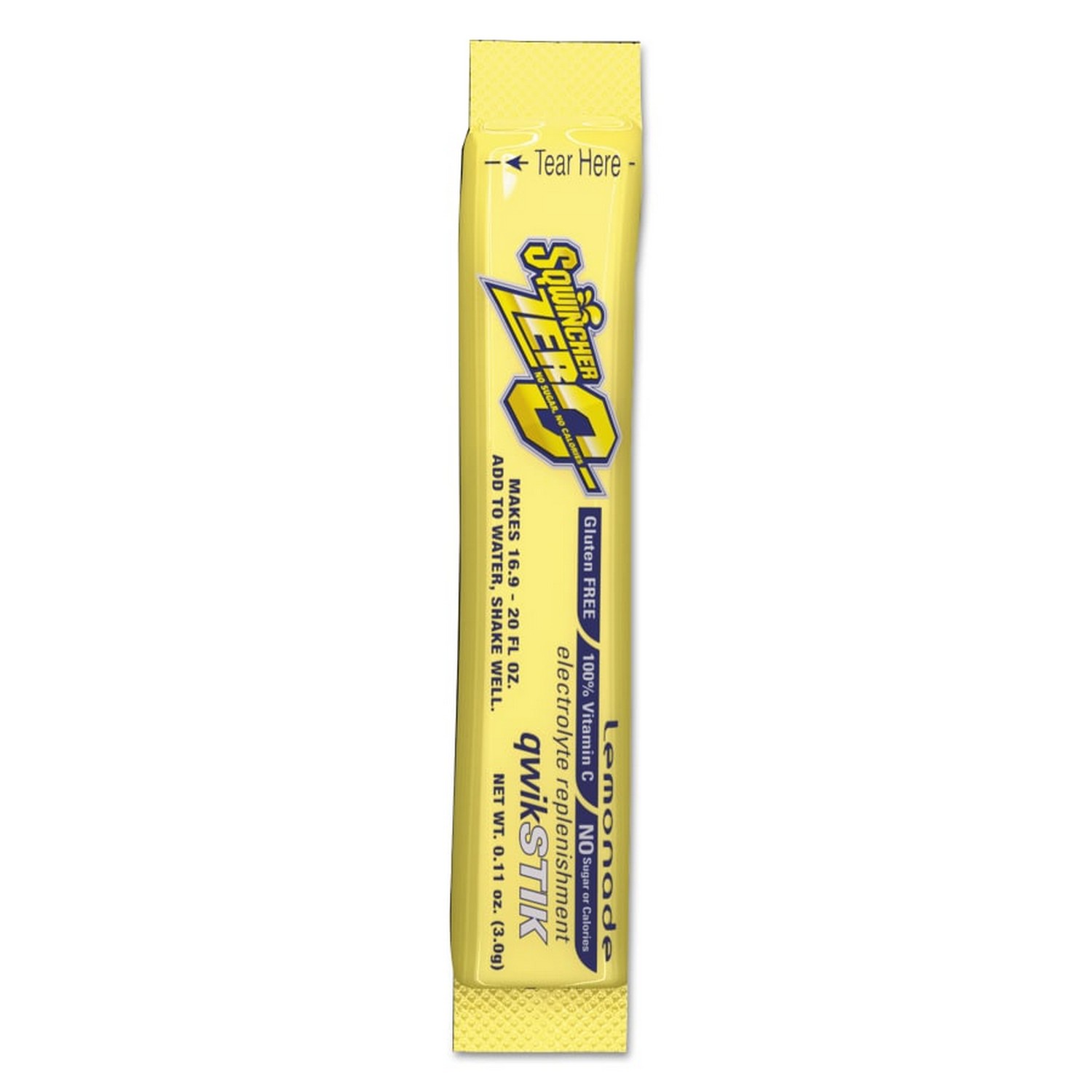 Sqwincher 690-159060103 Sugar-Free Qwik Stik, Lemonade, 0.11 oz, Tube, Yields 20 oz