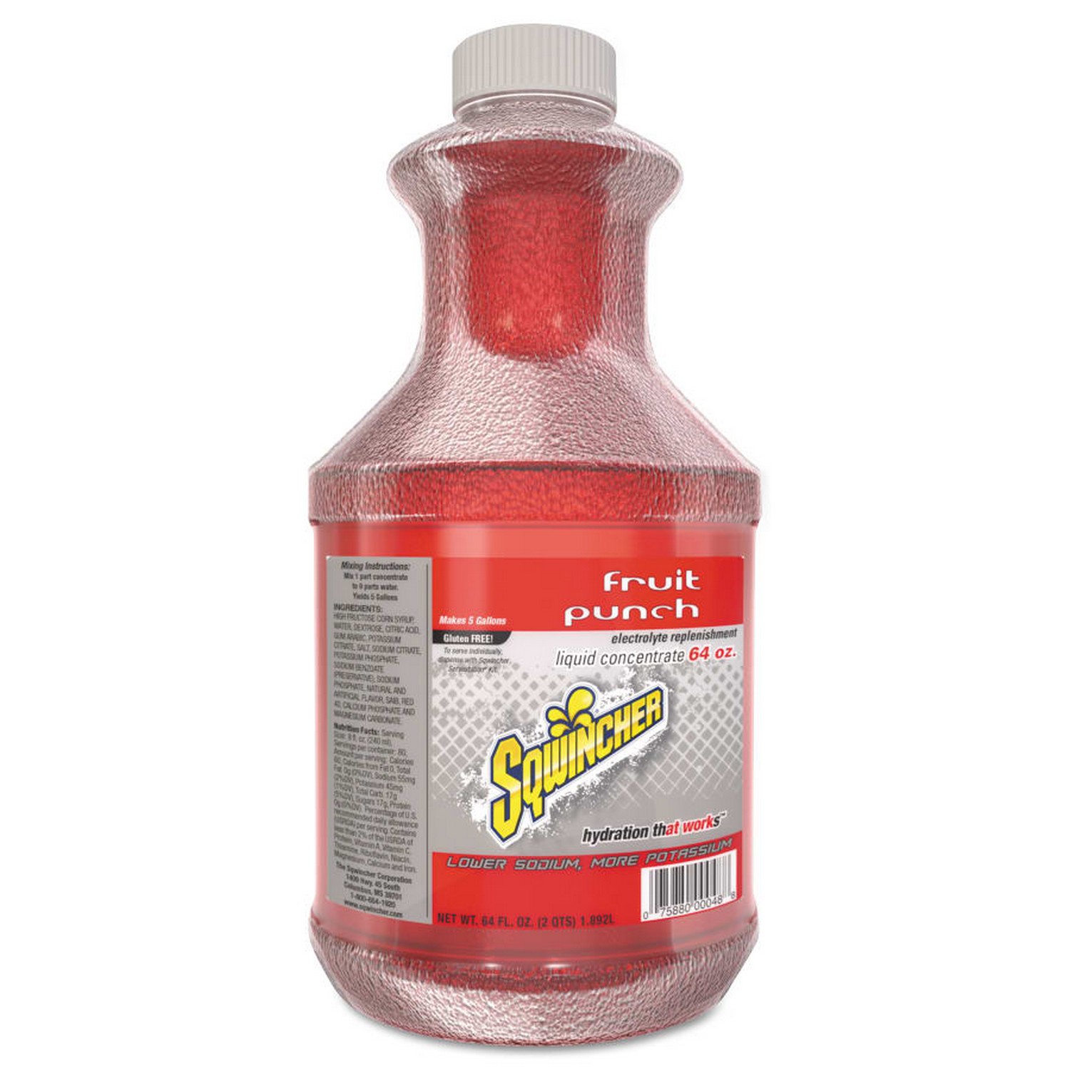 Sqwincher 690-159030325 Liquid Concentrate, Fruit Punch, 64 oz, Bottle, Yields 5 gal. 6 Bottles/Case