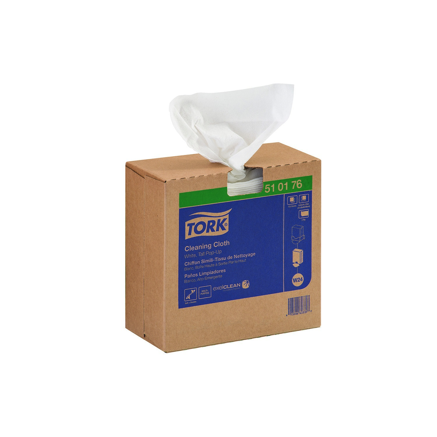 Tork TRK510176 Cleaning Cloth 8.46 x 16.13, White, 100 Wipes/Box, 10 Boxes/Carton