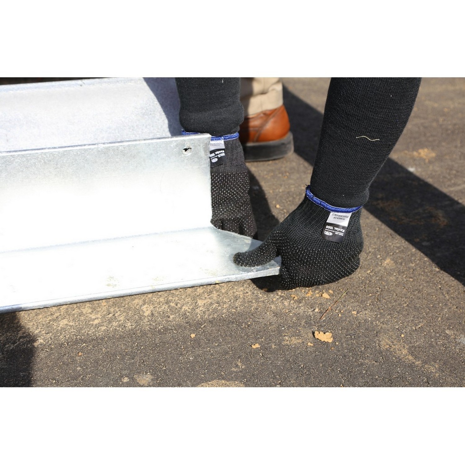 MCR Safety 9366BKS DuPont Kevlar string knits, plain shell, black 7 gauge, regular weight, Black PVC dots on both sides