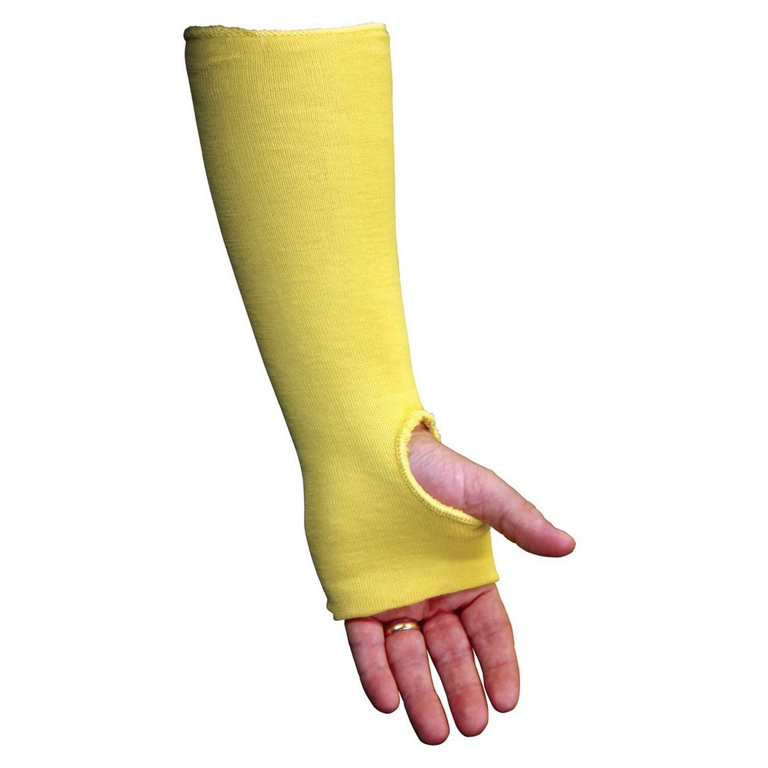 MCR Safety 9374TL Cut Resistant Sleeve, DuPont  Kevlar Fibers, ANSI A4 14 Inch Length, Thumb Slot, Leather Pad