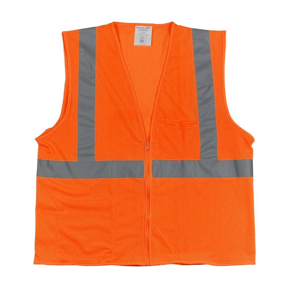 PIP 302-0212 ANSI Type R Class 2 Two-Tone Five Pocket Breakaway Mesh Vest Hi-Vis Orange