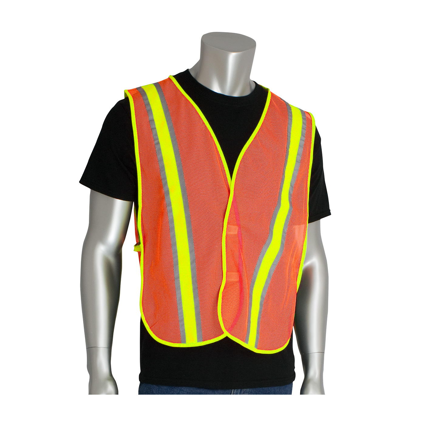 PIP 300-0900 Non-ANSI Two-Tone Mesh Safety Vest Hi-Vis Orange