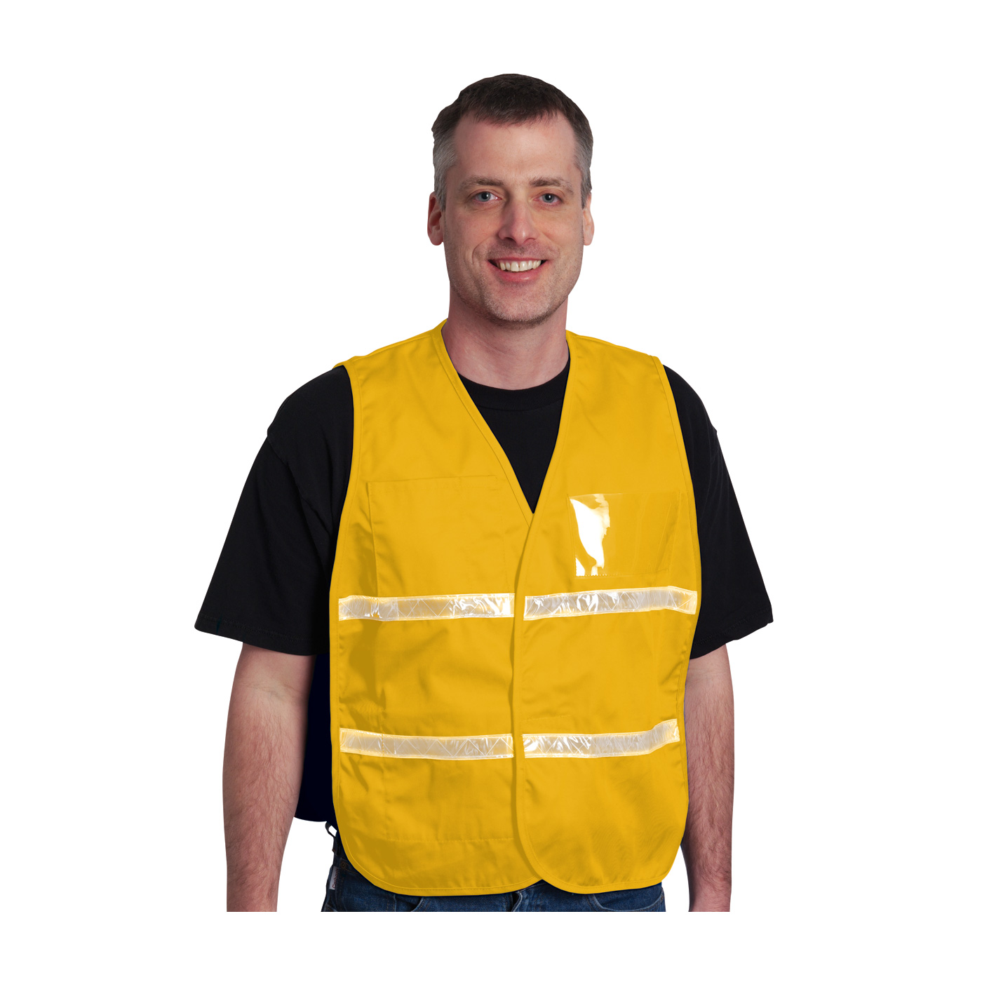 PIP 302-0710B ANSI Type R Class 2 Five Pocket Value Mesh Vest with Black Bottom Front Hi-Vis Yellow
