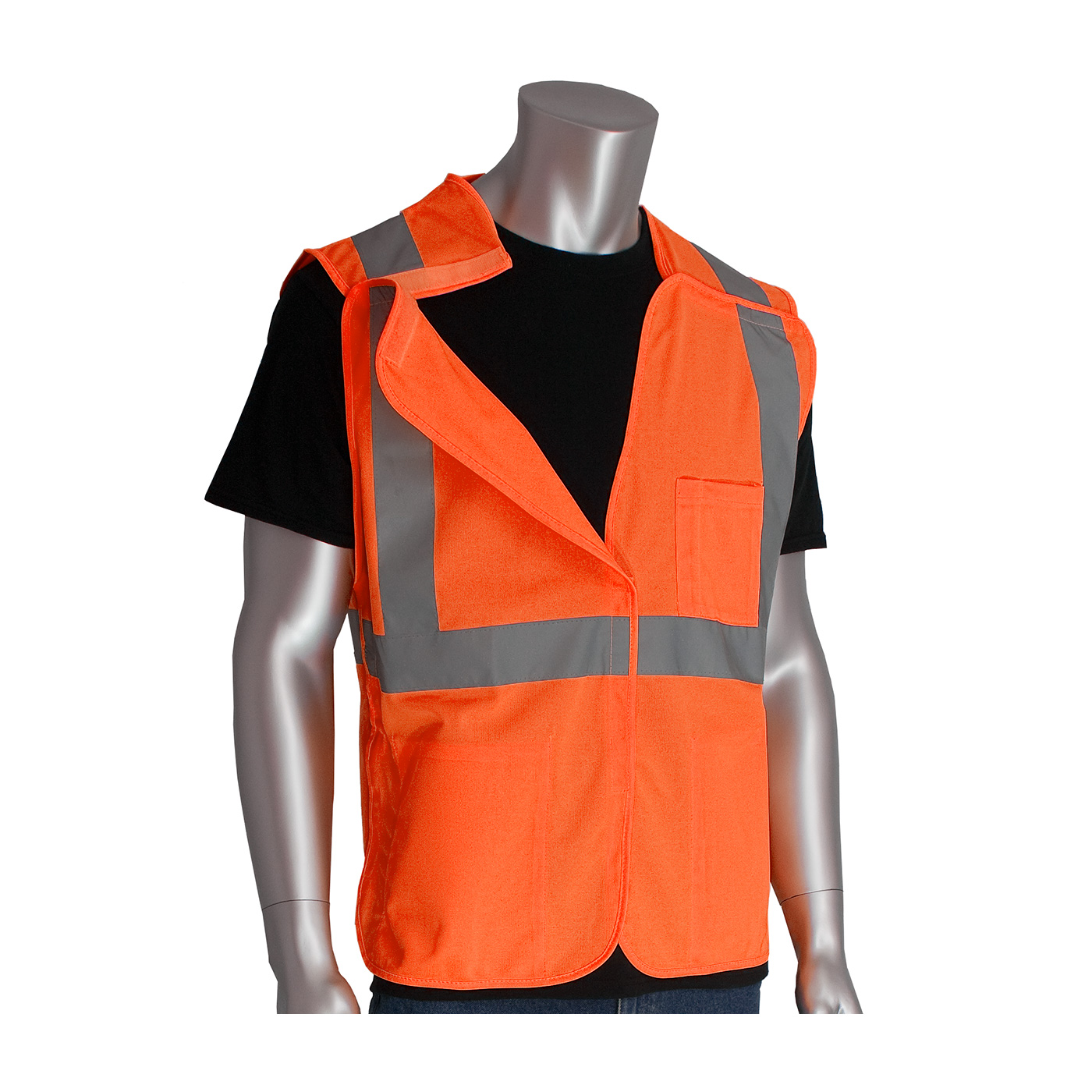 PIP 303-5PMTT ANSI Type R Class 3 Two-Tone Breakaway Vest Hi-Vis Orange