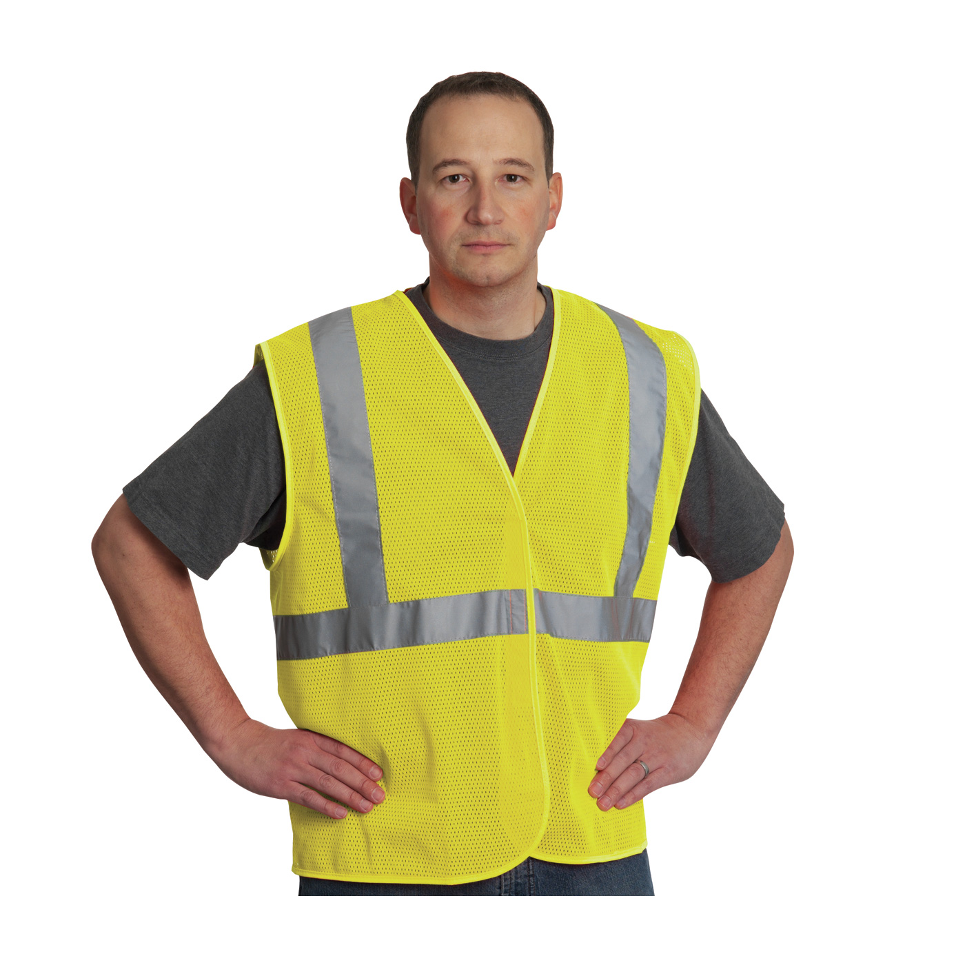 PIP 303-V100 ANSI Type R Class 3 Dual Sized Value Zipper Mesh Vest Hi-Vis Orange