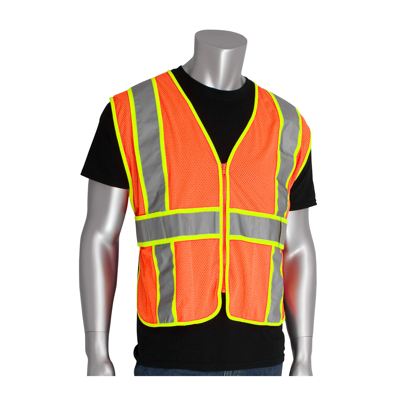 PIP 302-USV5 ANSI Type R Class 2 Expandable Two-Tone Mesh Vest Hi-Vis Orange