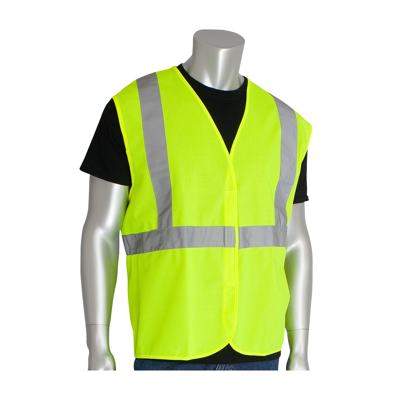 PIP 302-WCENG ANSI Type R Class 2 Value Hook & Loop Solid Vest Hi-Vis Yellow