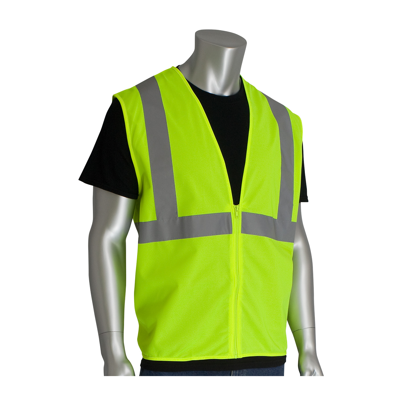 PIP 302-WCENGZ ANSI Type R Class 2 Value Zipper Solid Vest Hi-Vis Yellow