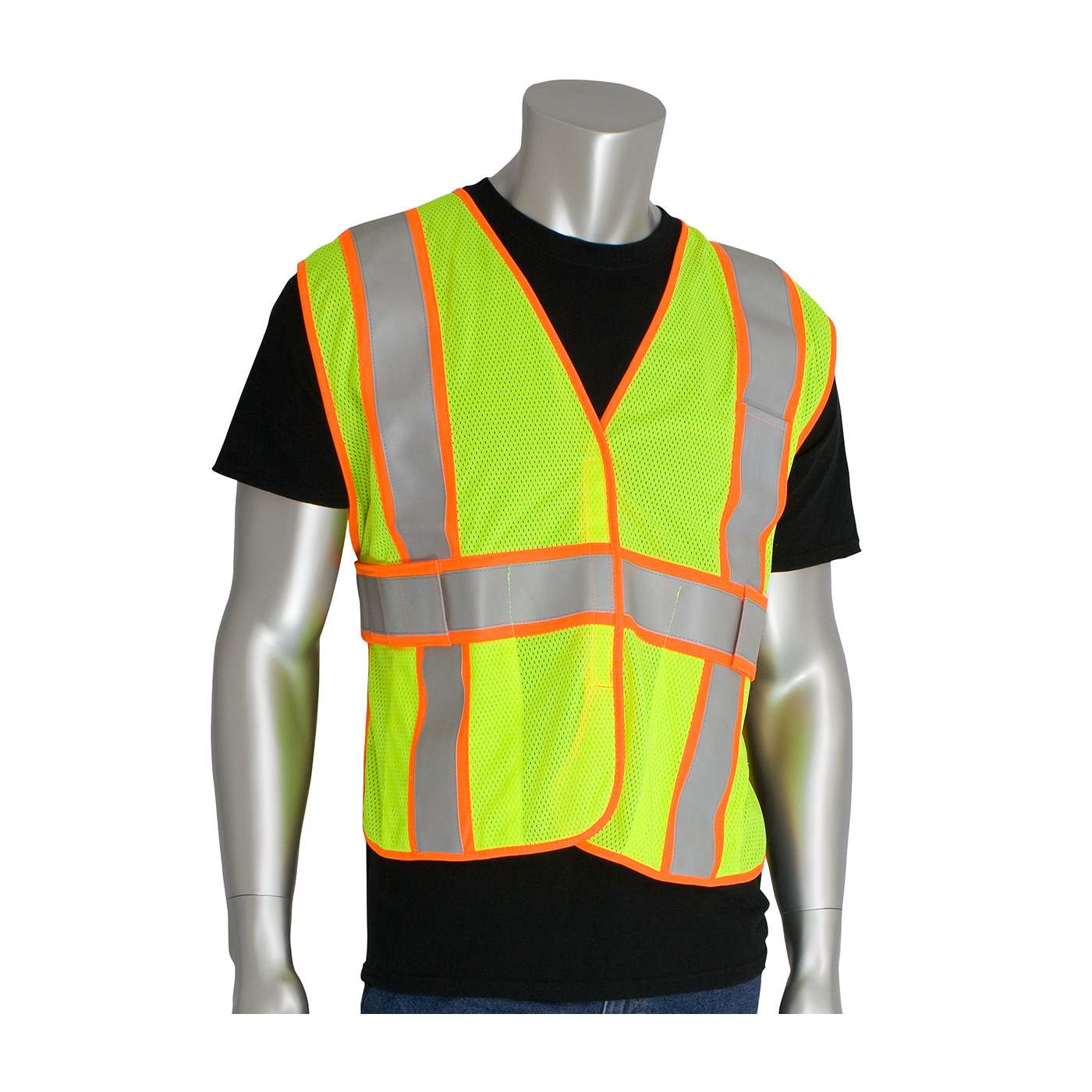 PIP 305-USV5FR ANSI Type R Class 2 Two-Tone Expandable FR Treated Mesh Vest Hi-Vis Yellow