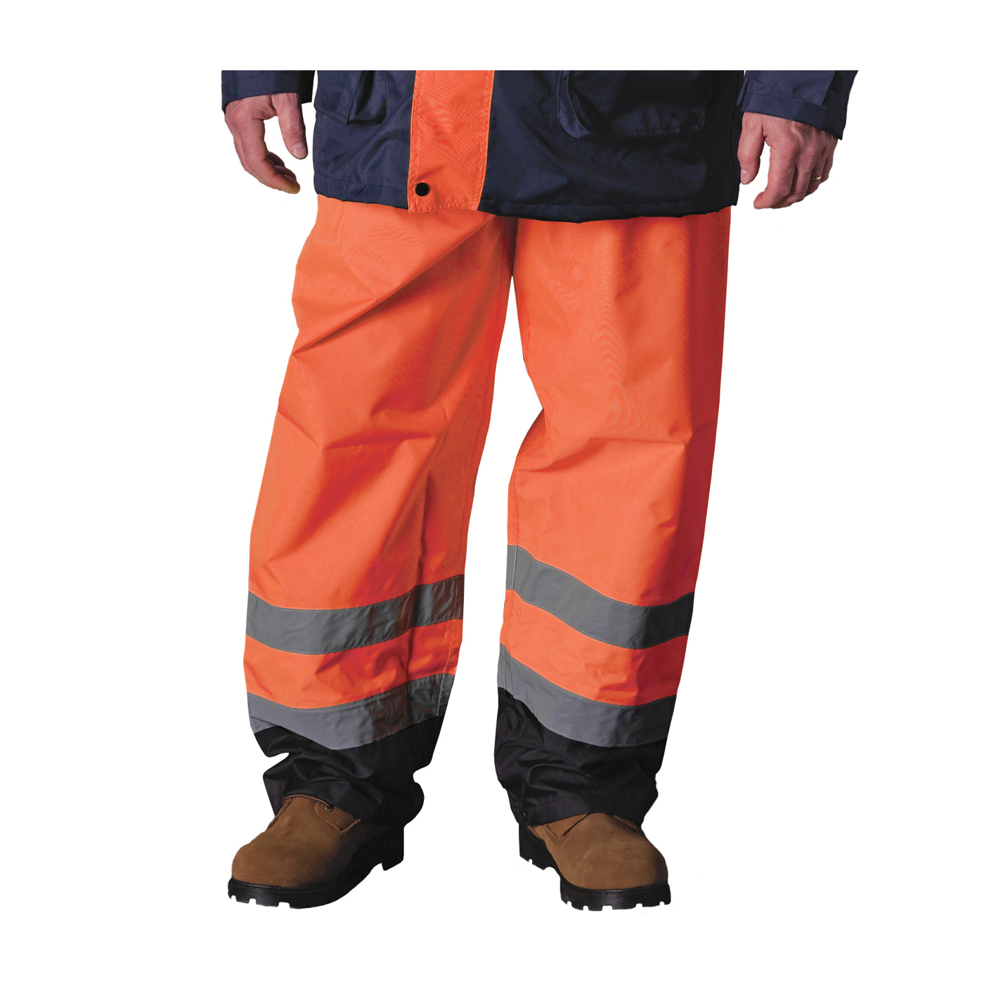 PIP 353-1202 Viz ANSI Class E Value All Purpose Waterproof Pants with Black Bottoms Hi-Vis Yellow