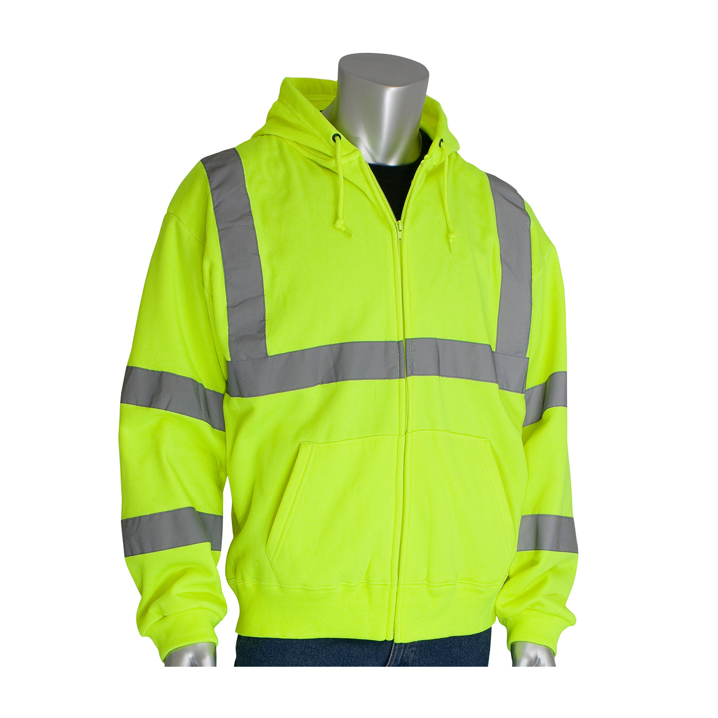 PIP 323-HSSE ANSI Type R Class 3 Hooded Sweatshirt Hi-Vis Yellow