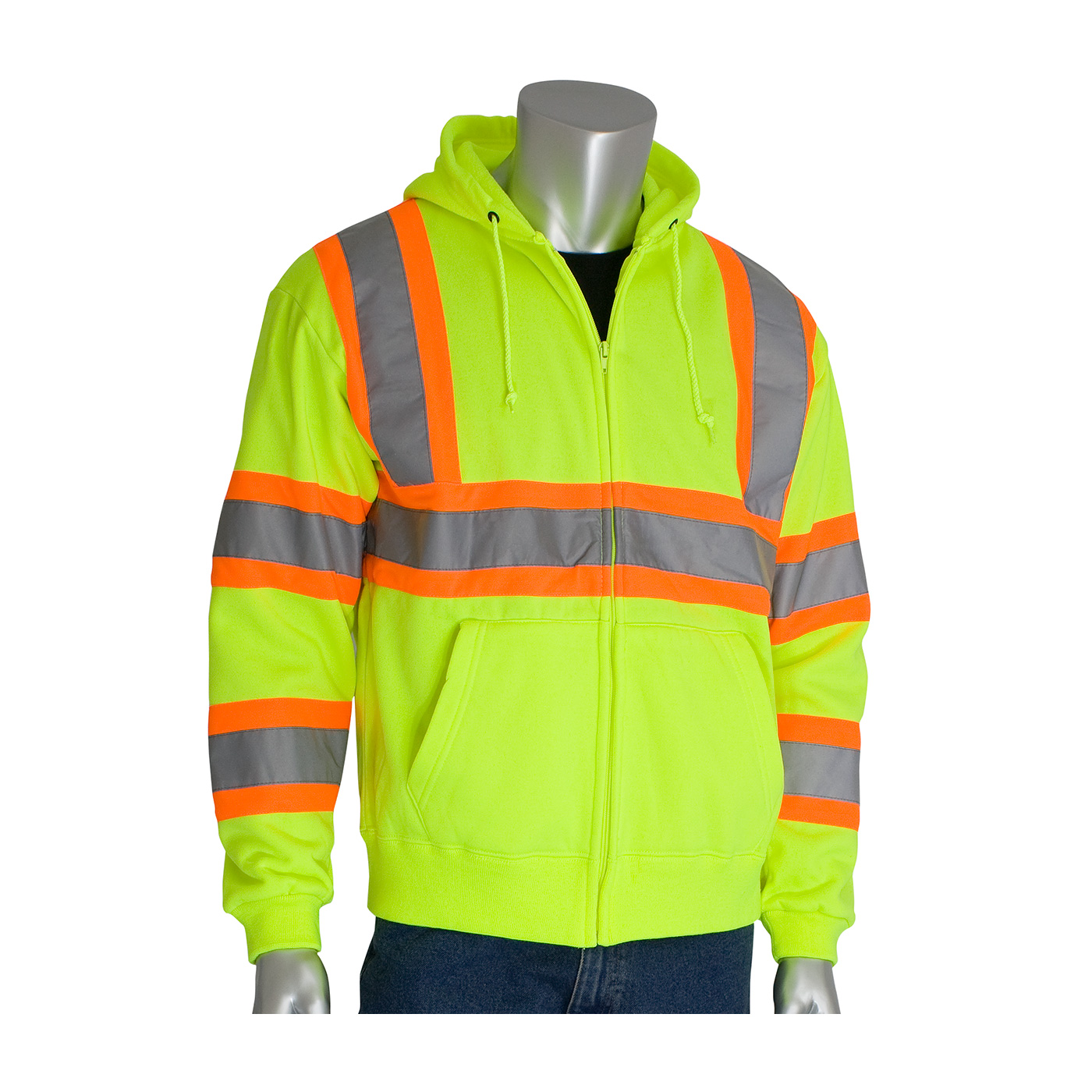 PIP 323-HSSP ANSI Type R Class 3 Two-Tone Hoodie Hi-Vis Yellow