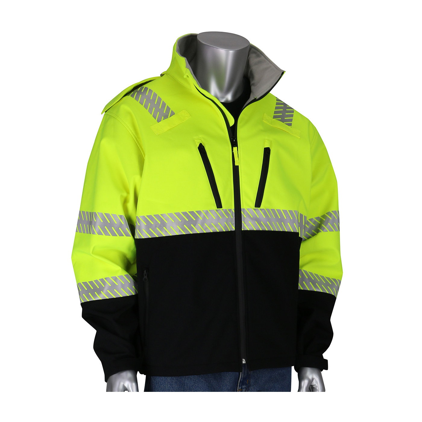 PIP 333-1550 ANSI Type R Class 3 Ripstop Softshell Black Bottom Jacket  Hi-Vis Yellow