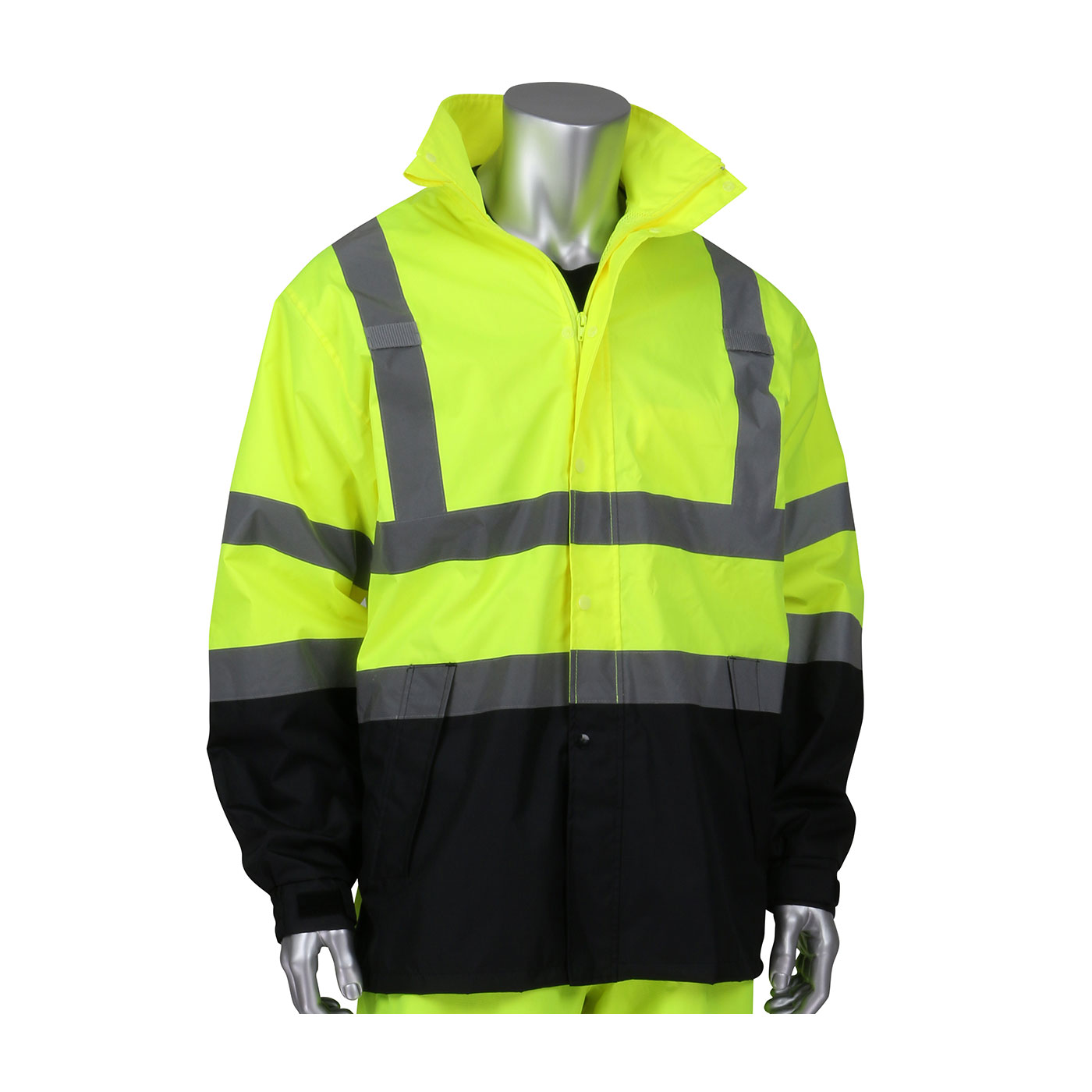 PIP 353-1200 Viz ANSI Type R Class 3 Value All Purpose Waterproof Jacket with Black Bottom Hi-Vis Yellow