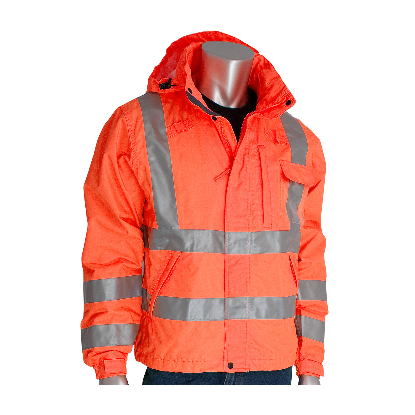 PIP 353-2000 VizPLUS ANSI Type R Class 3 Heavy Duty Waterproof Breathable Jacket Hi-Vis Orange