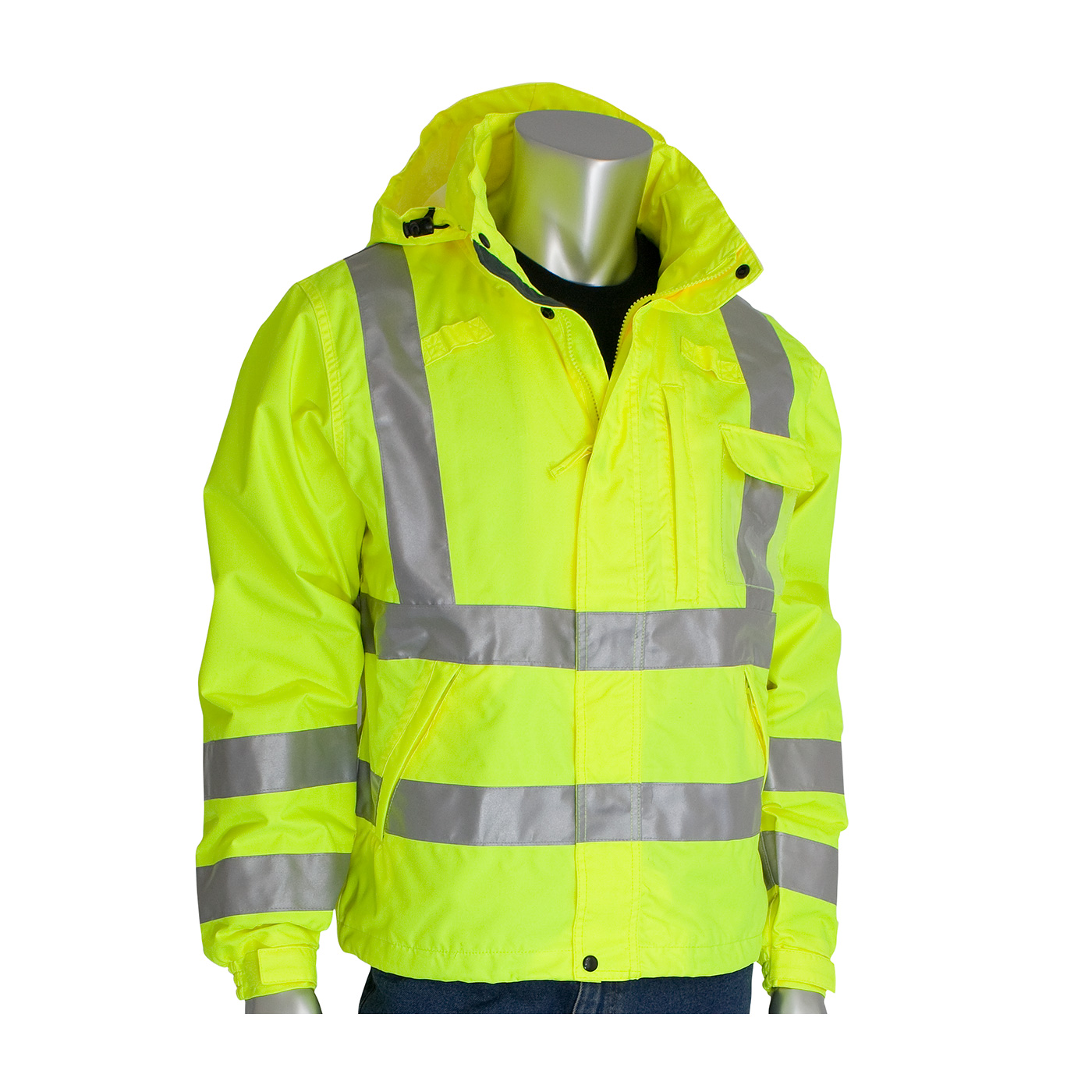 PIP 353-2000 VizPLUS ANSI Type R Class 3 Heavy Duty Waterproof Breathable Jacket Hi-Vis Yellow
