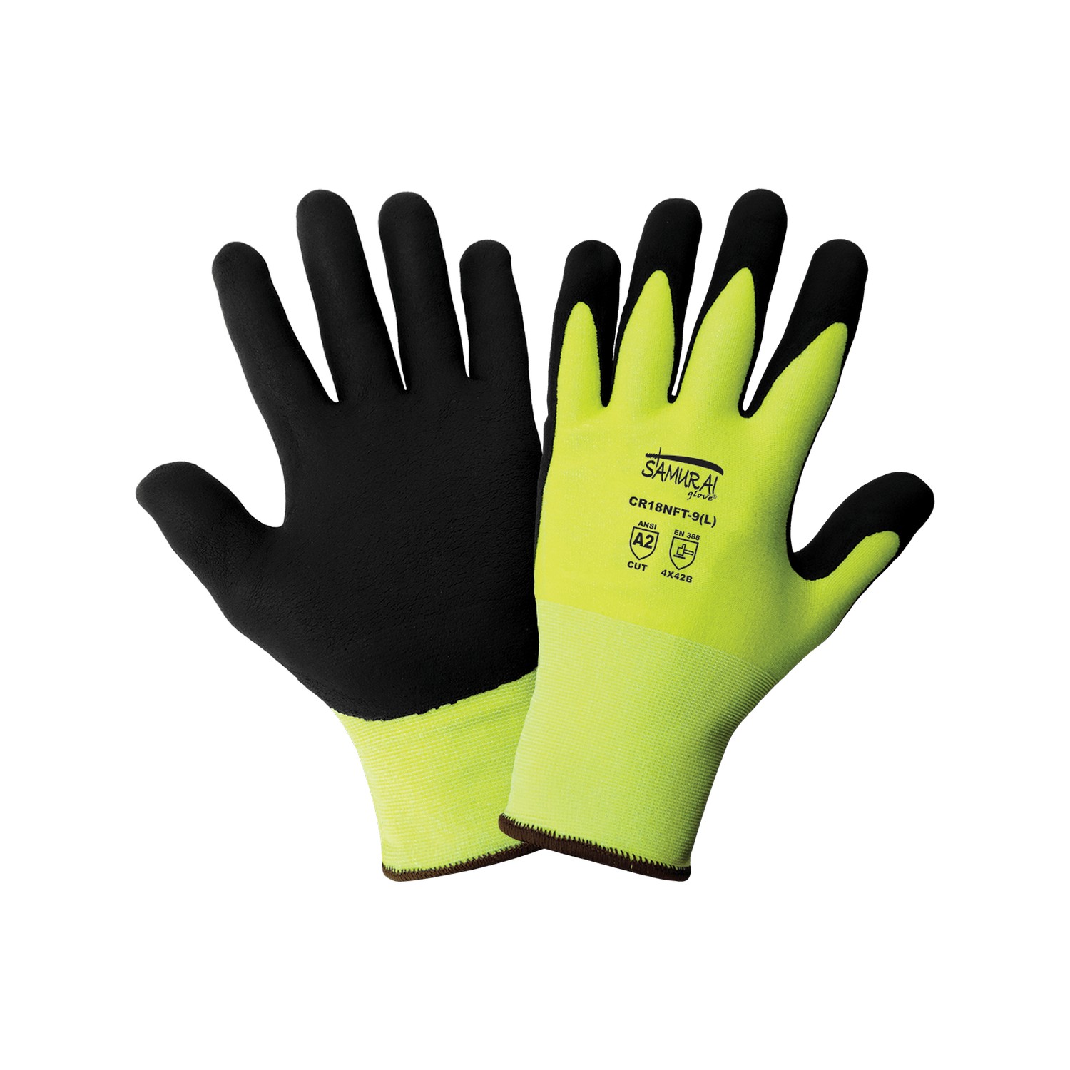 Global Glove CR18NFT - Samurai Glove High-Visibility Coated Gloves, Cut Resistant Glove, A2