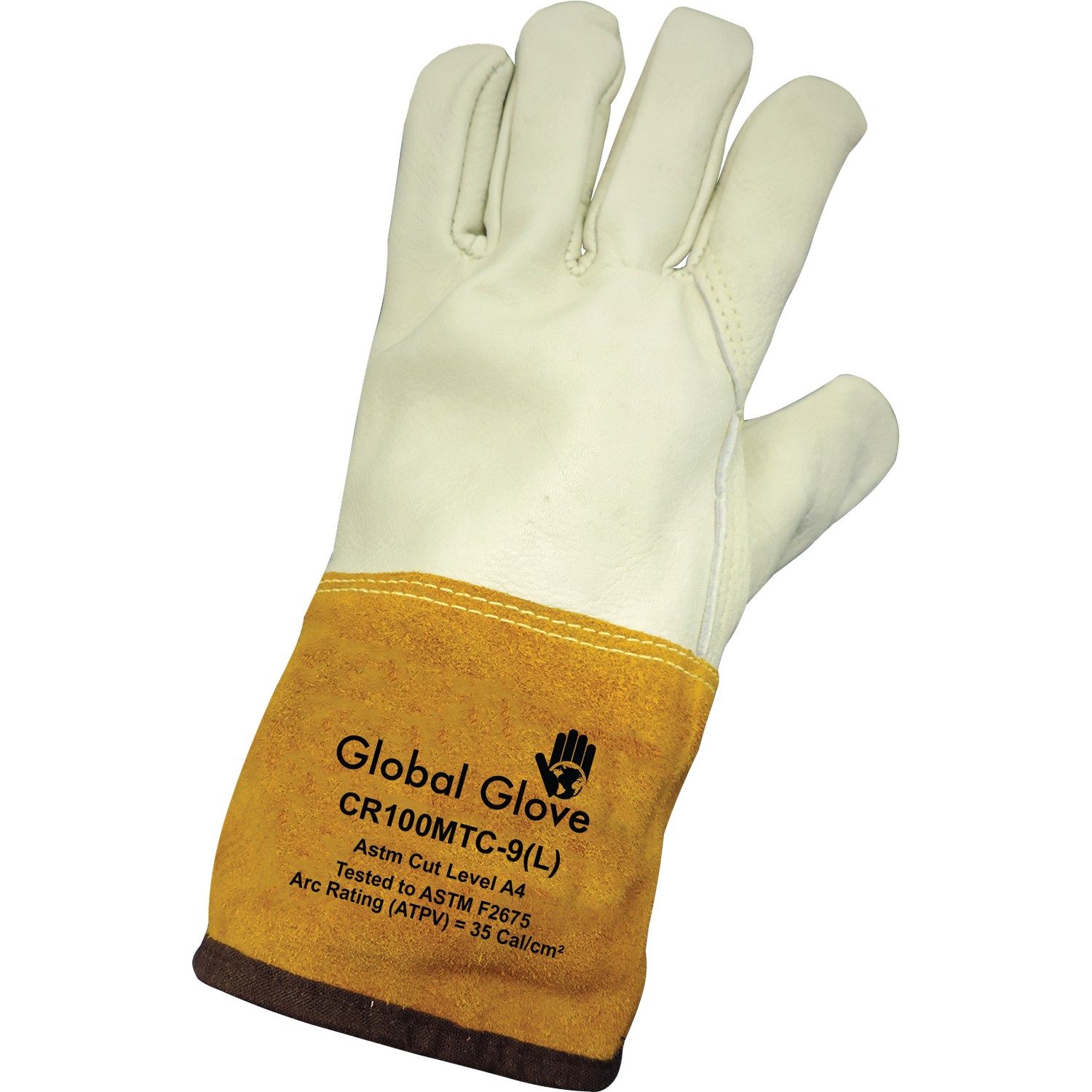 Global Glove CR100MTC - Premium Cowhide Mig/Tig Welder Gloves, Cut Resistant Glove, A4