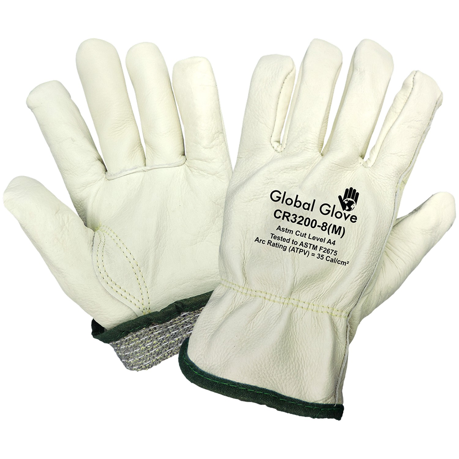 Global Glove CR3200 - Cut And Heat Resistant Leather Drivers Style Gloves, Cut Resistant Glove, A4