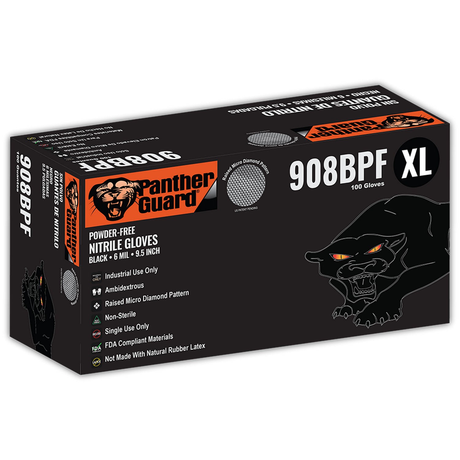 Global Glove 908BPF - Panther-Guard Premium Powder-Free Nitrile Disposable Gloves