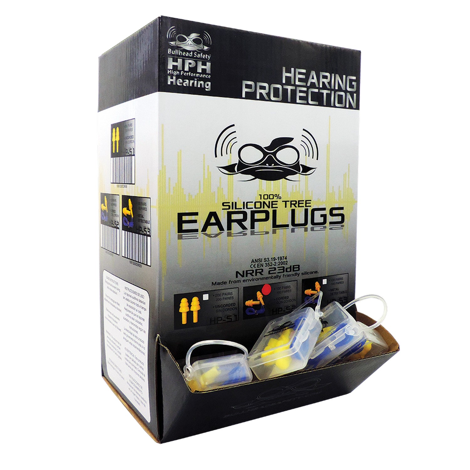 Global Glove HP-S2 - Bullhead Safety Hearing Protection - Corded Reusable Silicone Earplugs