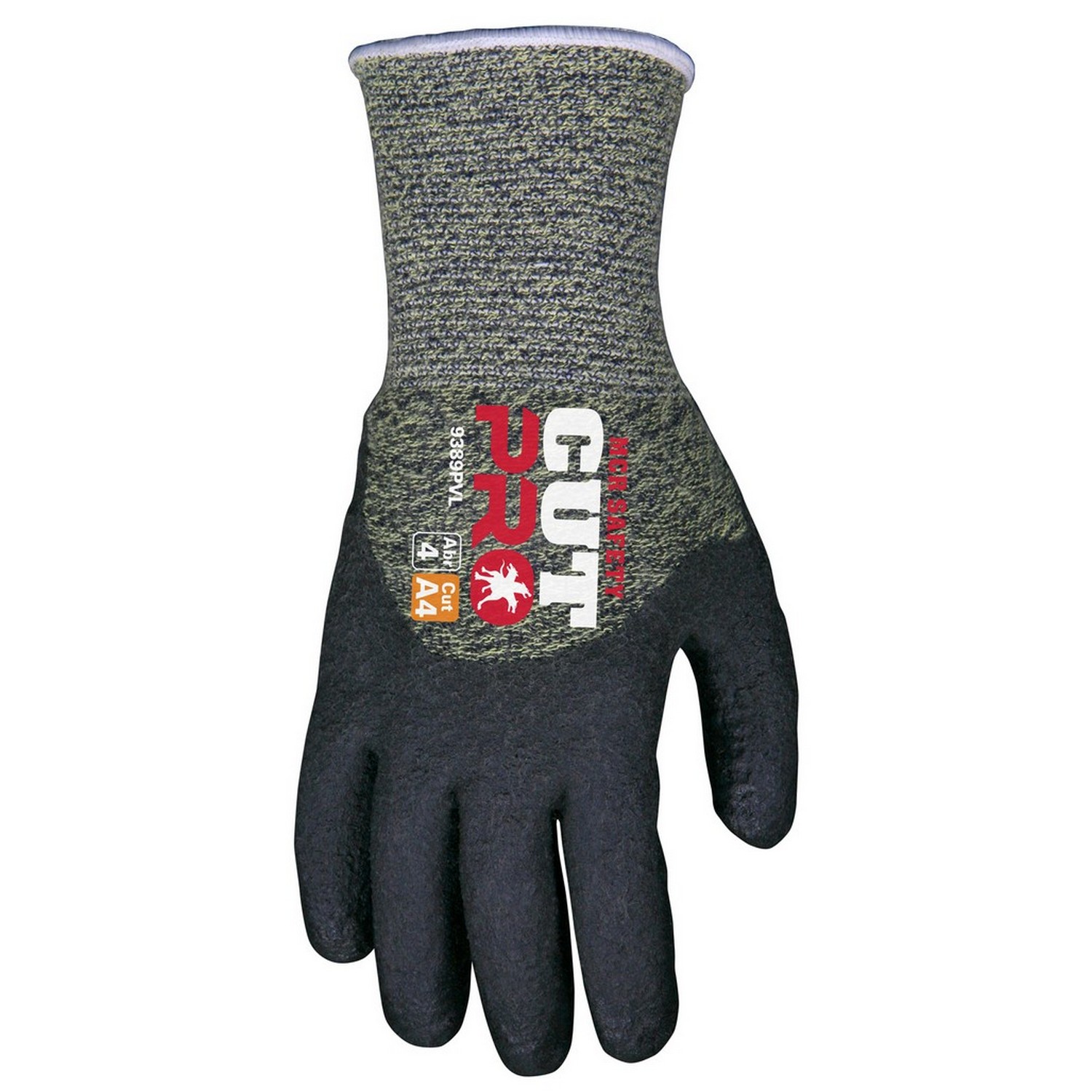 MCR Safety 9389PVS KS-4, 13 Gauge, Kevlar/Steel/Nylon, Black HPT Dip Palm/Finger