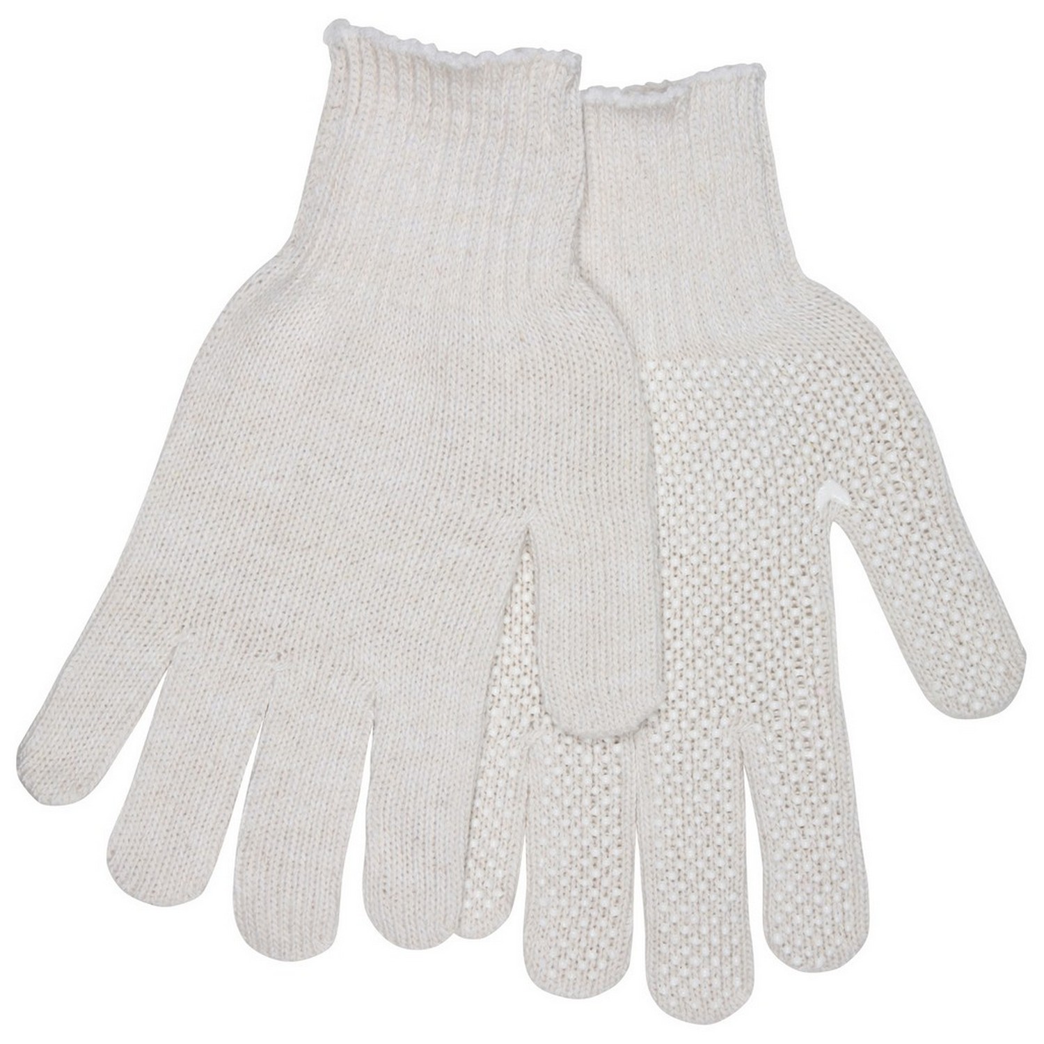 MCR Safety 9650SW 7 Gauge Regular Weight Cotton / Polyester, White PVC Dots 1 Side