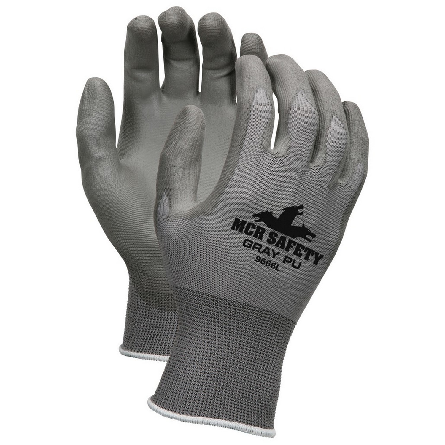MCR Safety 9666XS 13 Gauge Gray Nylon Shell, Gray PU Palm & Fingers