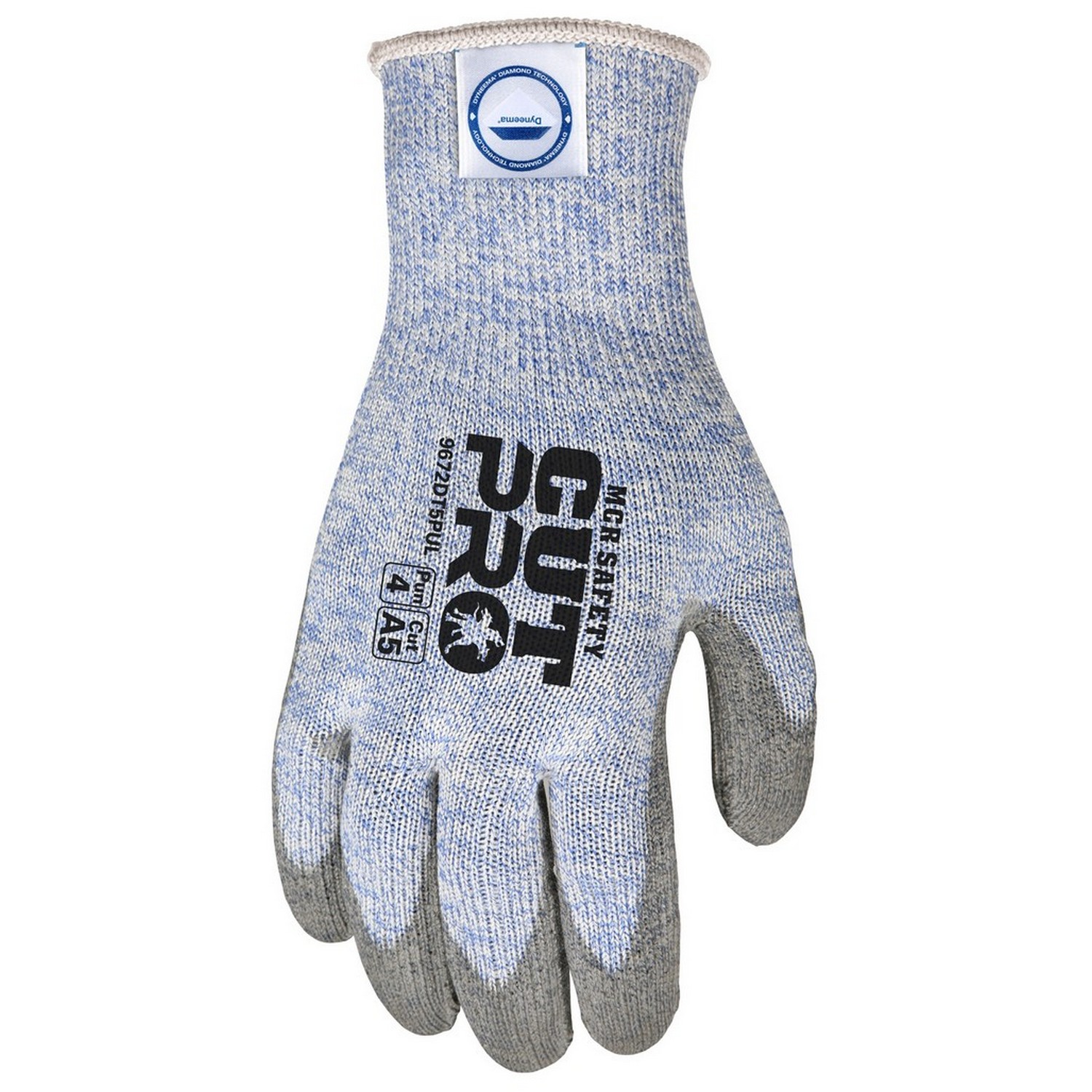 MCR Safety 9672DT5PUS 10 Gauge Dyneema Diamond Tech 5 technology with Dual Stainless Steel, PU Coated Palm & Fingers.