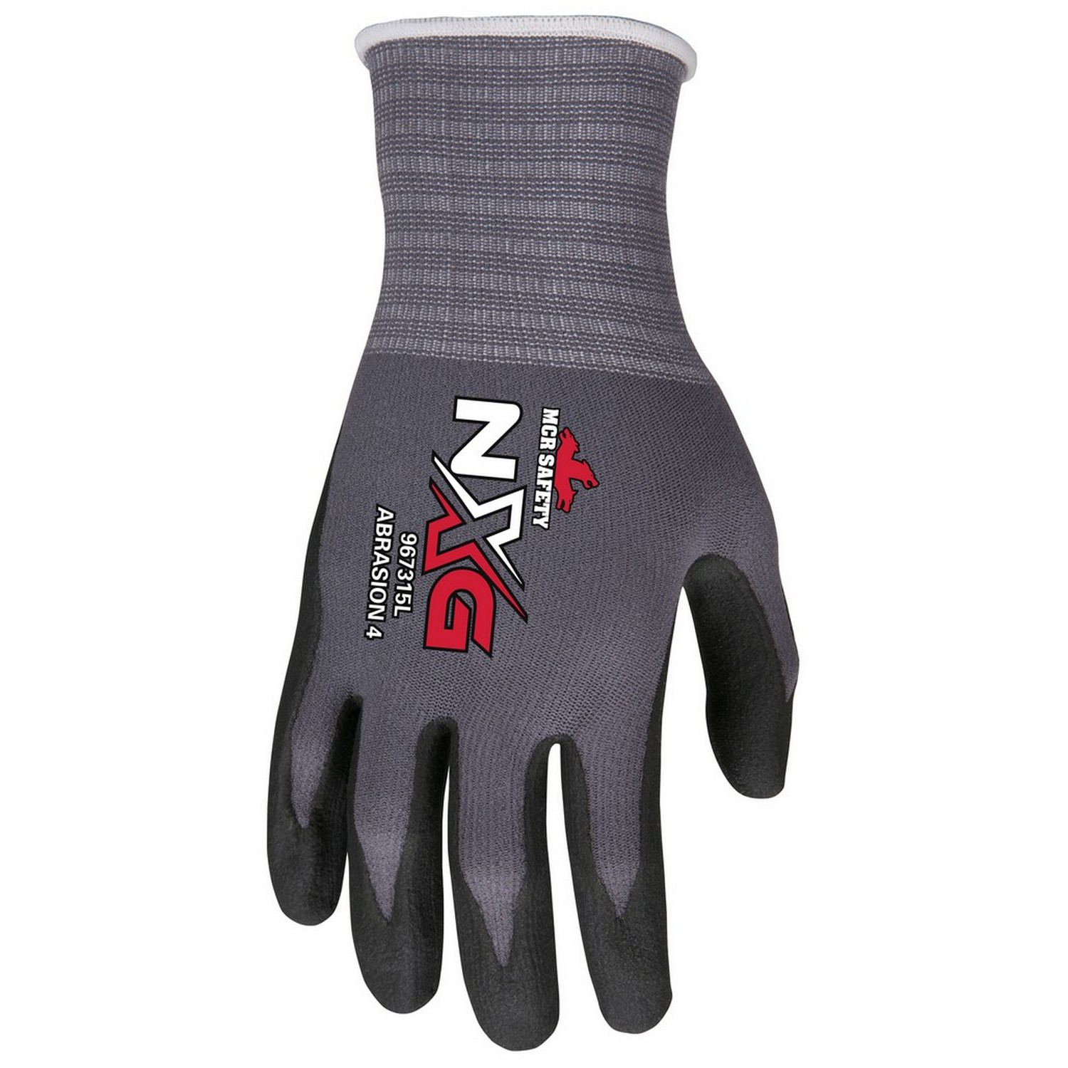 MCR Safety 967315S Latex Free, 15- Gauge Gray Nylon Shell, Black Foam Nitrile Palm and Fingers Gloves