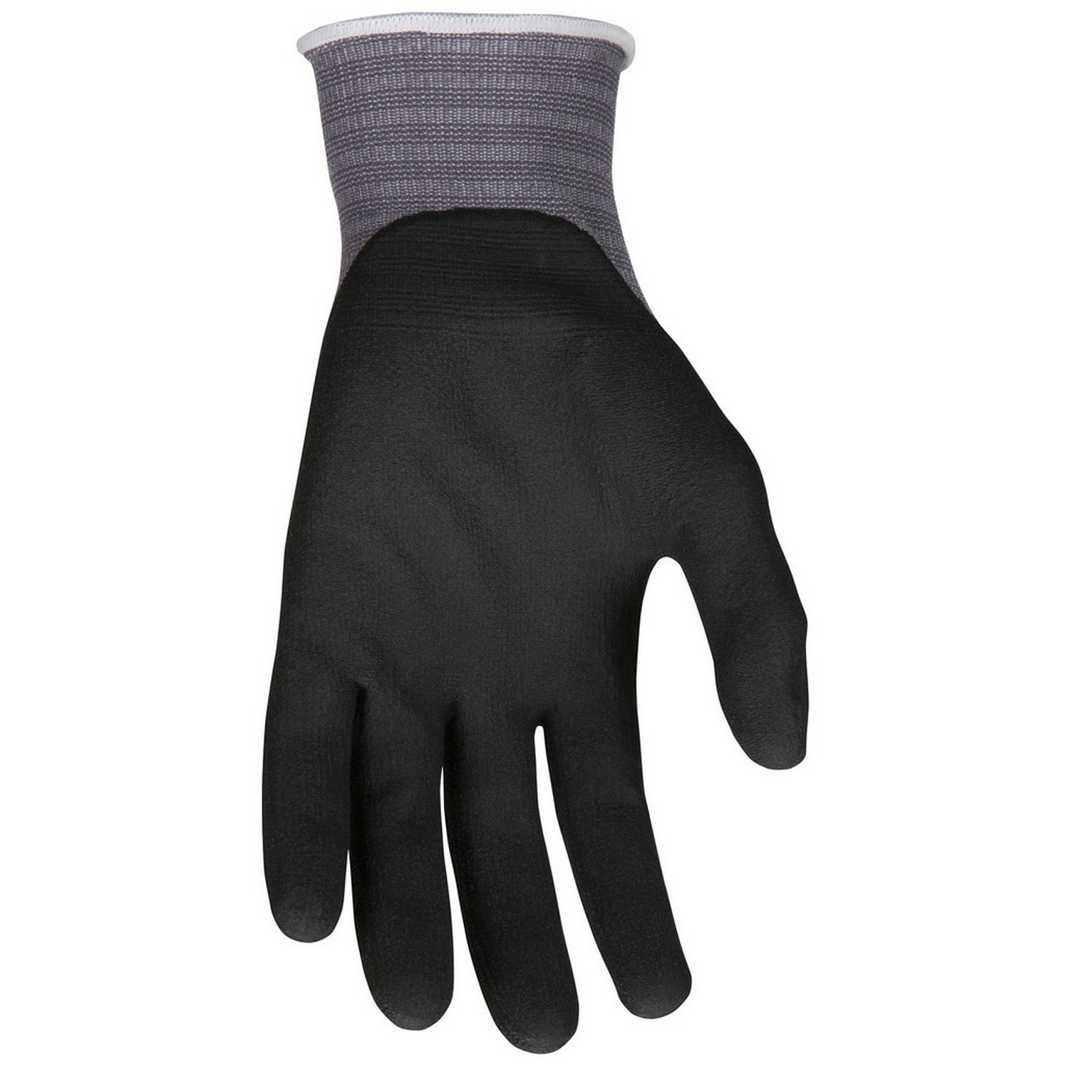 MCR Safety 967315S Latex Free, 15- Gauge Gray Nylon Shell, Black Foam Nitrile Palm and Fingers Gloves