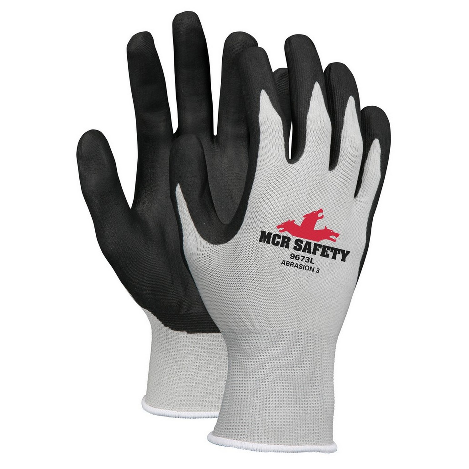 MCR Safety 9673S Memphis, 13 Gauge Gray  Nylon, Black Nitrile Foam Dipped Palm/Fingers