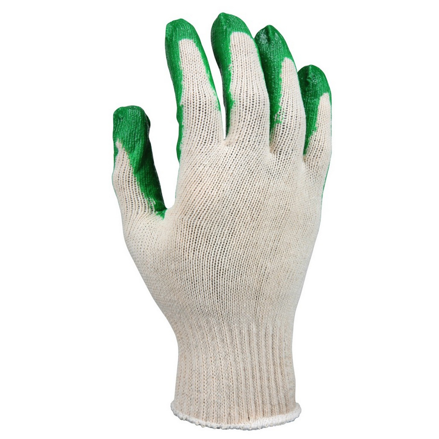 MCR Safety 9681S 10 Gauge Natural Cotton/Polyester Shell, Green Latex Coated Palm & Fingertips