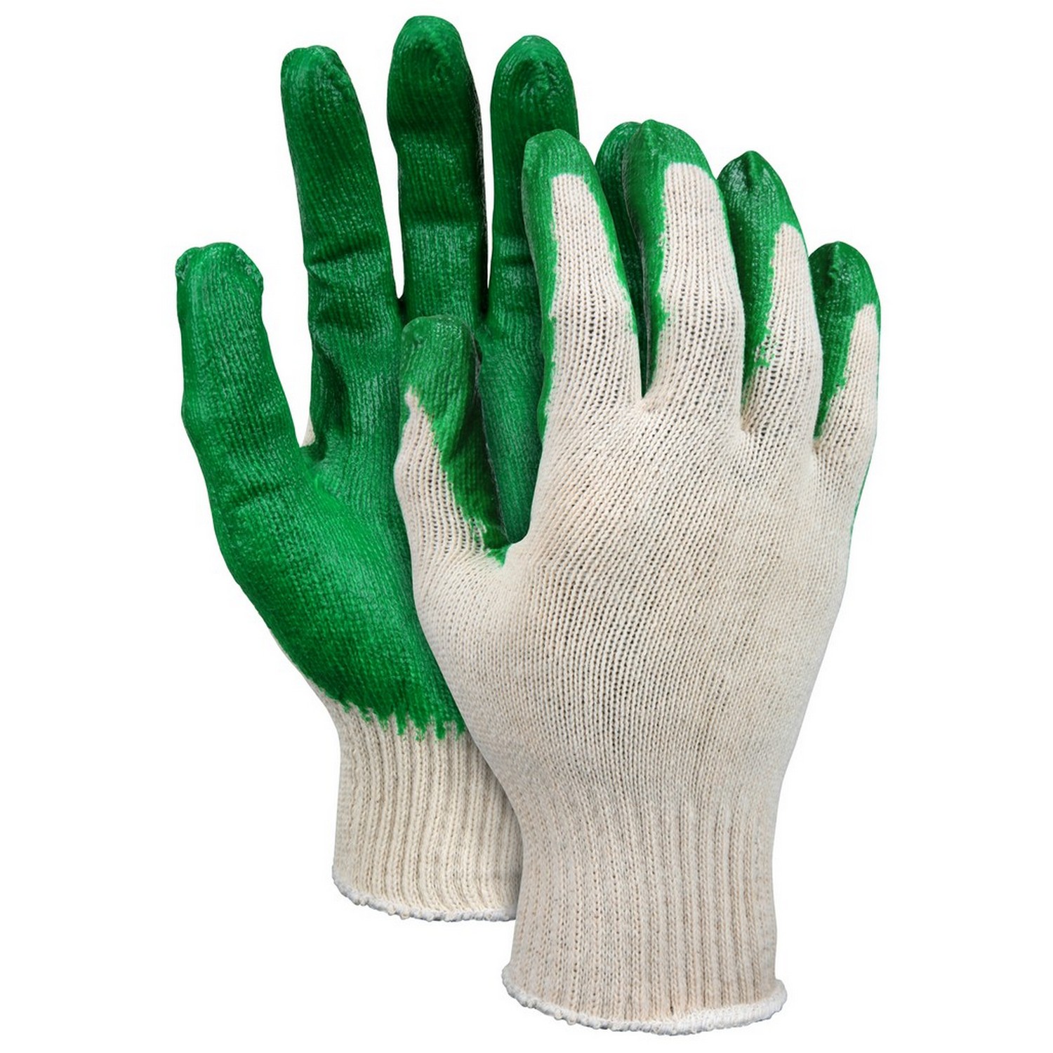 MCR Safety 9681S 10 Gauge Natural Cotton/Polyester Shell, Green Latex Coated Palm & Fingertips