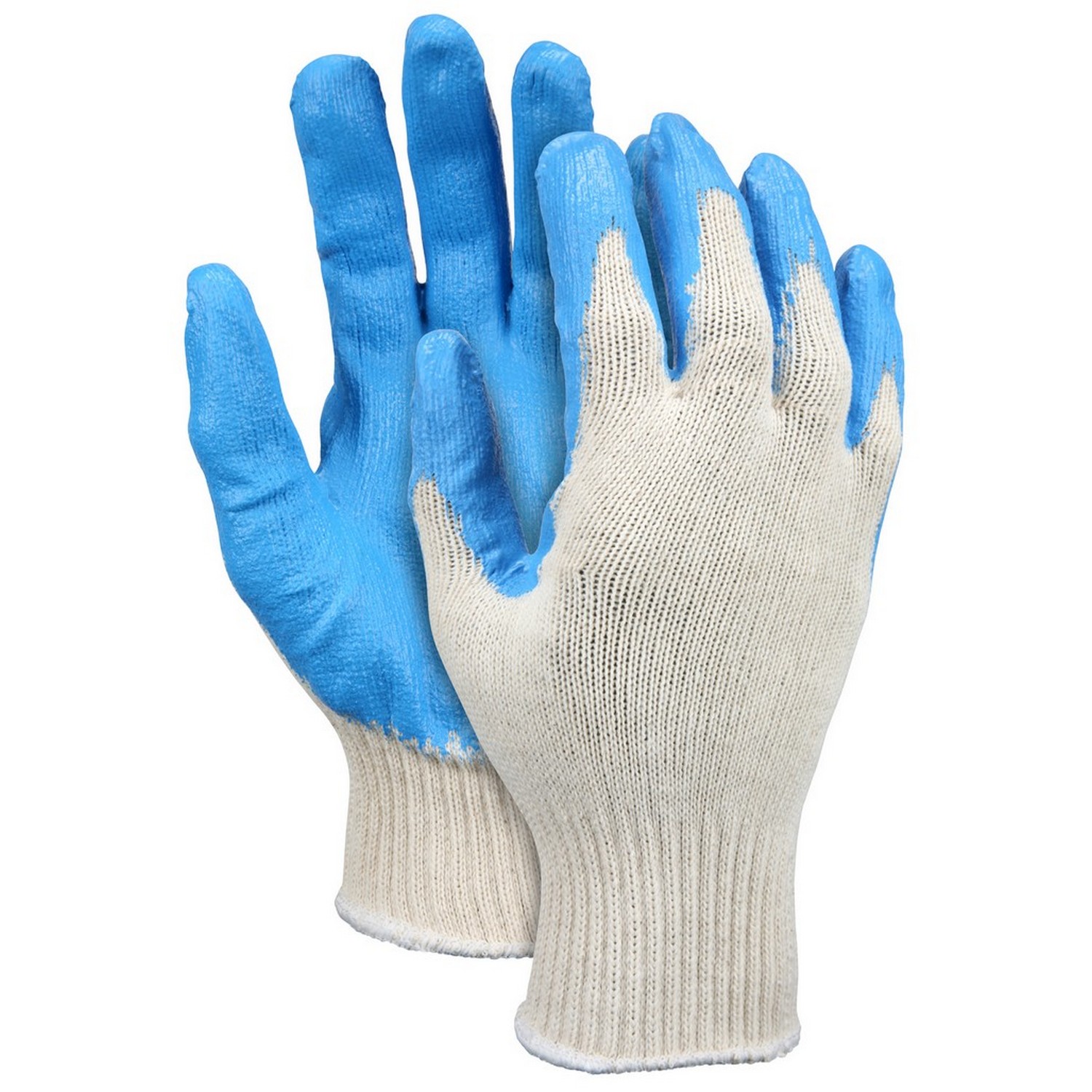 MCR Safety 9682L 10 Gauge Cotton/Polyester Shell, Blue Latex Coated Palm & Fingertips