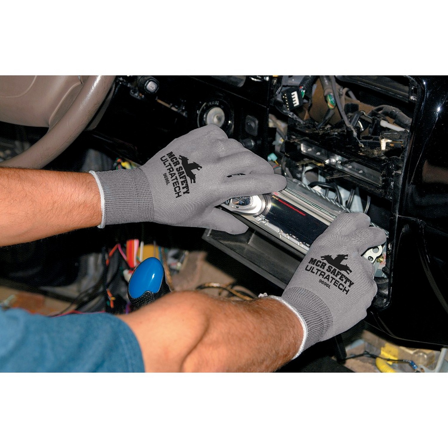 MCR Safety 9696XS Memphis UltraTech PU, 13 Gauge Gray Nylon, Gray PU Palm Coated