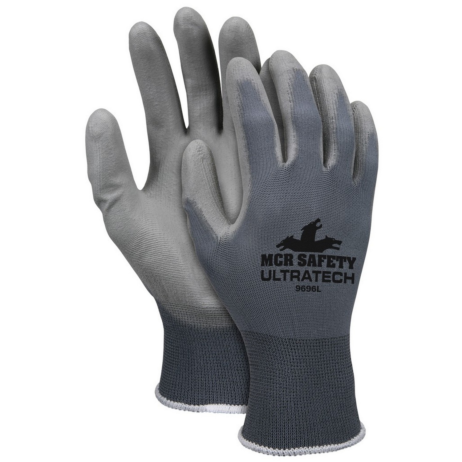 MCR Safety 9696XS Memphis UltraTech PU, 13 Gauge Gray Nylon, Gray PU Palm Coated