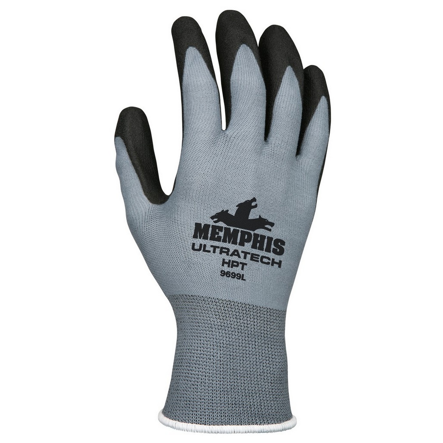 MCR Safety 9699XS Memphis UltraTech HPT, 15 Gauge Gray Nylon Shell, Black HPT Palm