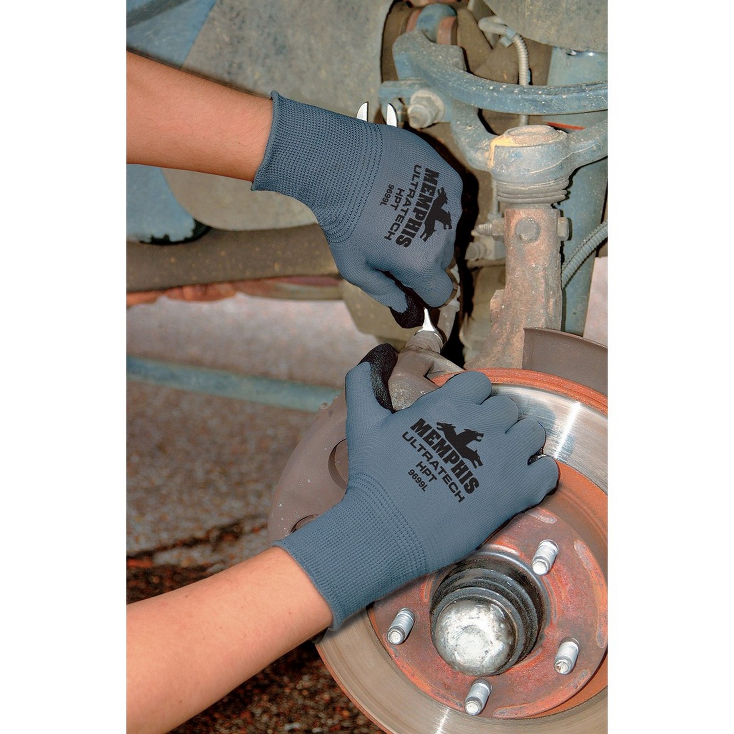 MCR Safety 9699XS Memphis UltraTech HPT, 15 Gauge Gray Nylon Shell, Black HPT Palm