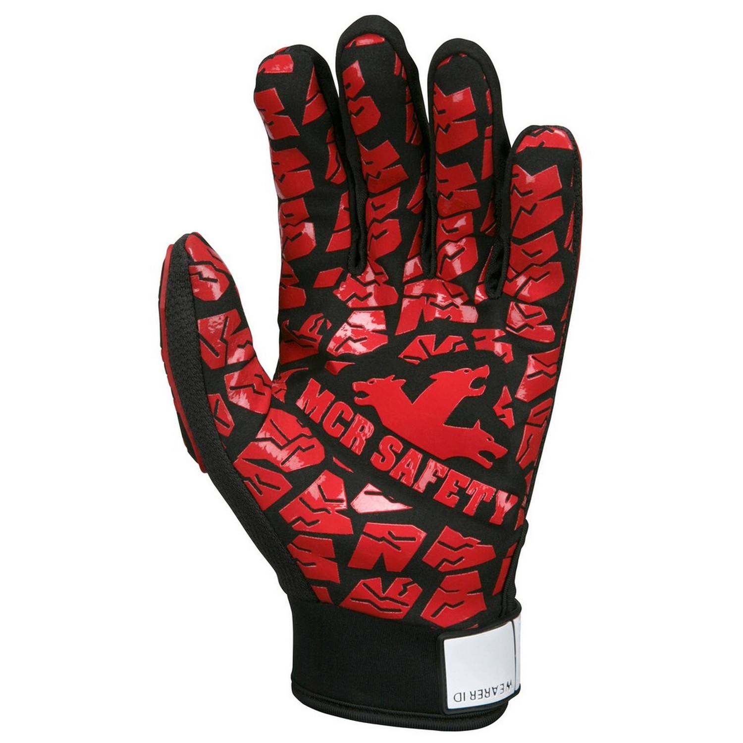 MCR Safety FT2905S TPR Back of Hand Protection, Synthetic Leather palm, Red Silicone Tire Tread grip, Black 2-way Spandex Back, Adjustable Wrist