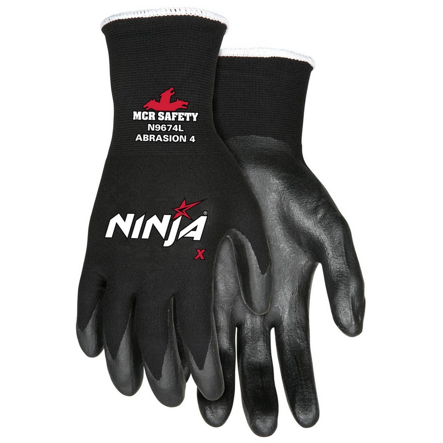 MCR Safety N9674S Ninja X -15 Gauge black Nylon/Lycra blend, black bi-polymer palm and fingertips