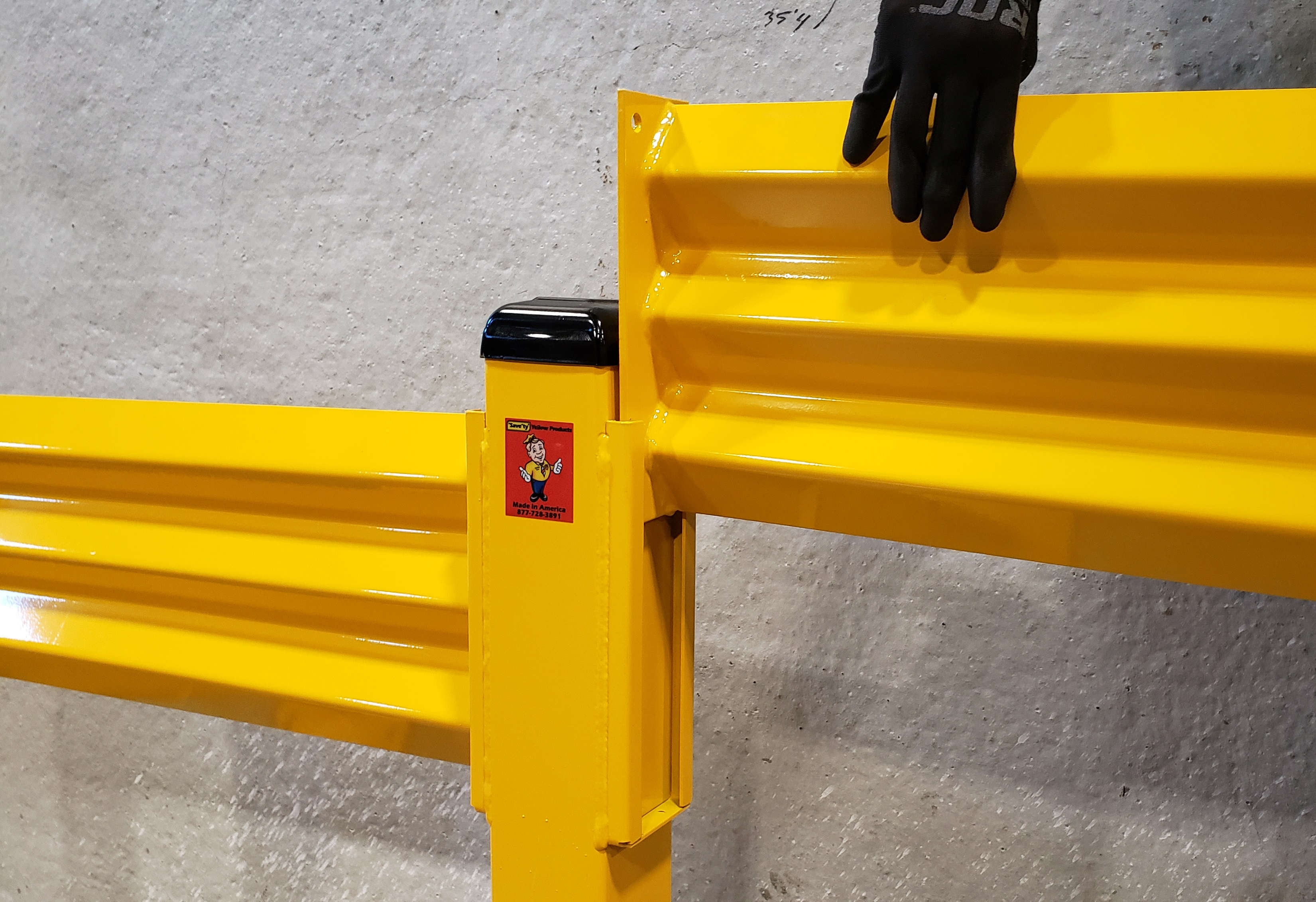 Savety Yellow 5RPC-42-DBL 42" Double Heavy Duty Corner Post Guardrail