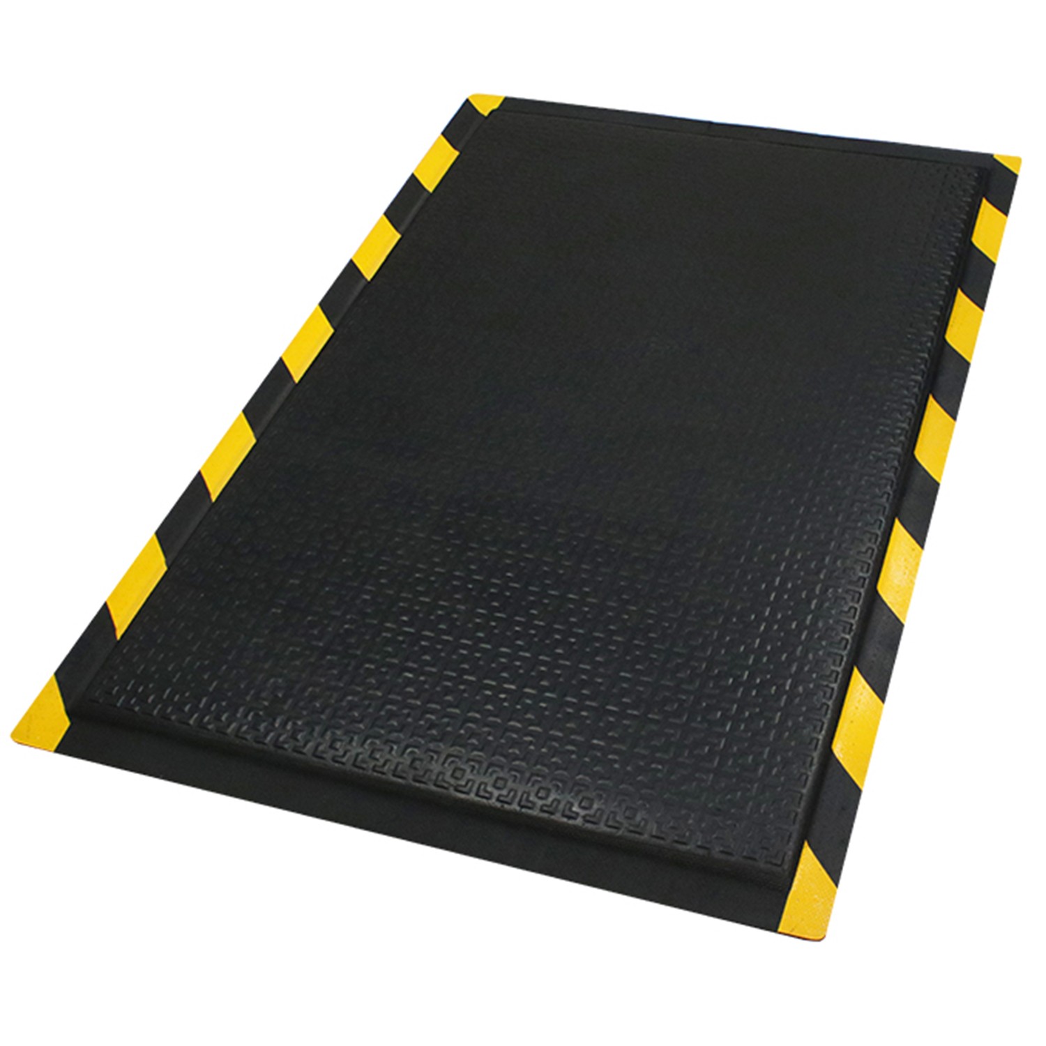 M+A Matting 466 Happy Feet Textured Surface Mat, Black w/Stripes