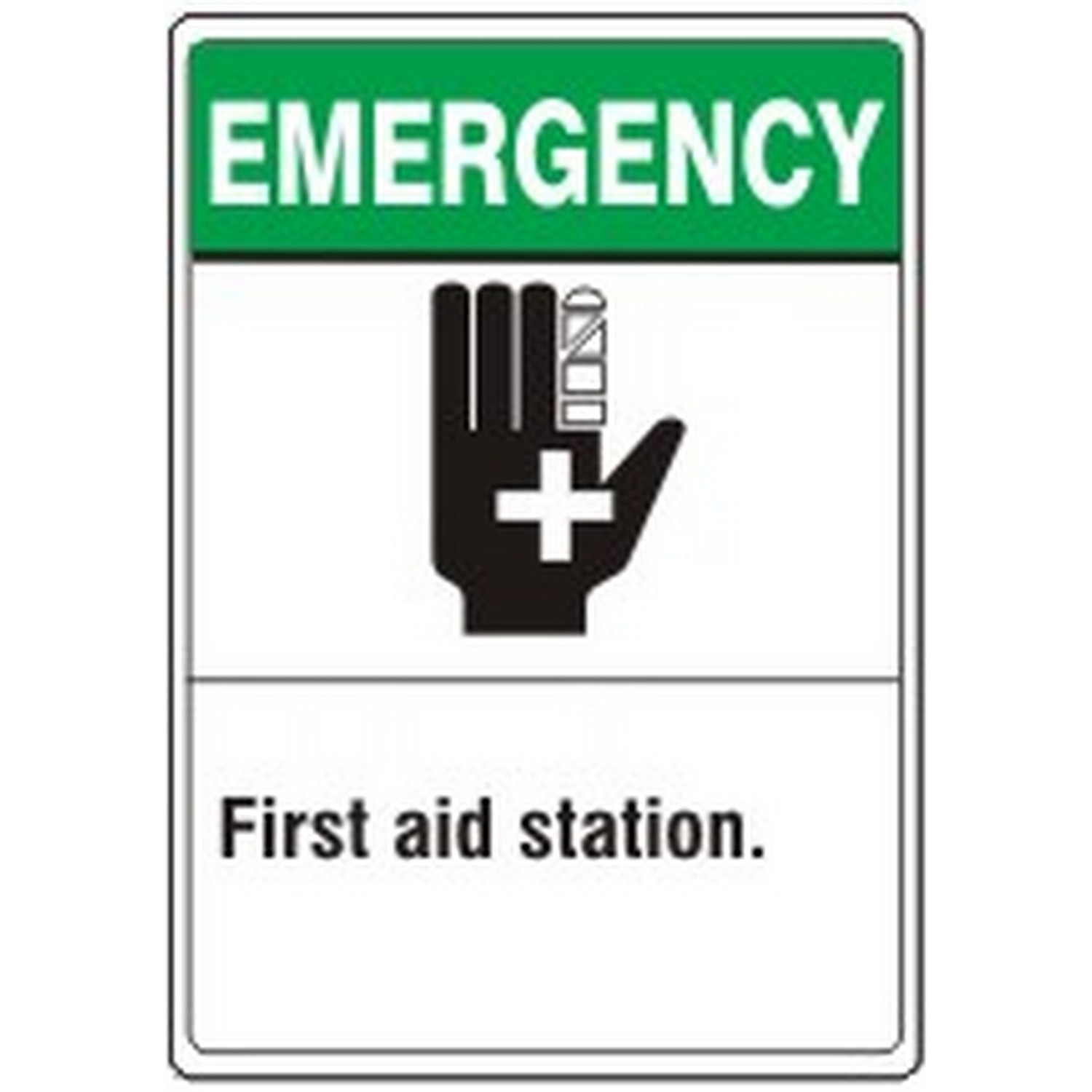 Safehouse Signs AN-2733 First Aid Station. First Aid Hand Picto - Emergency Sign, 10X14, Plastic (.040)