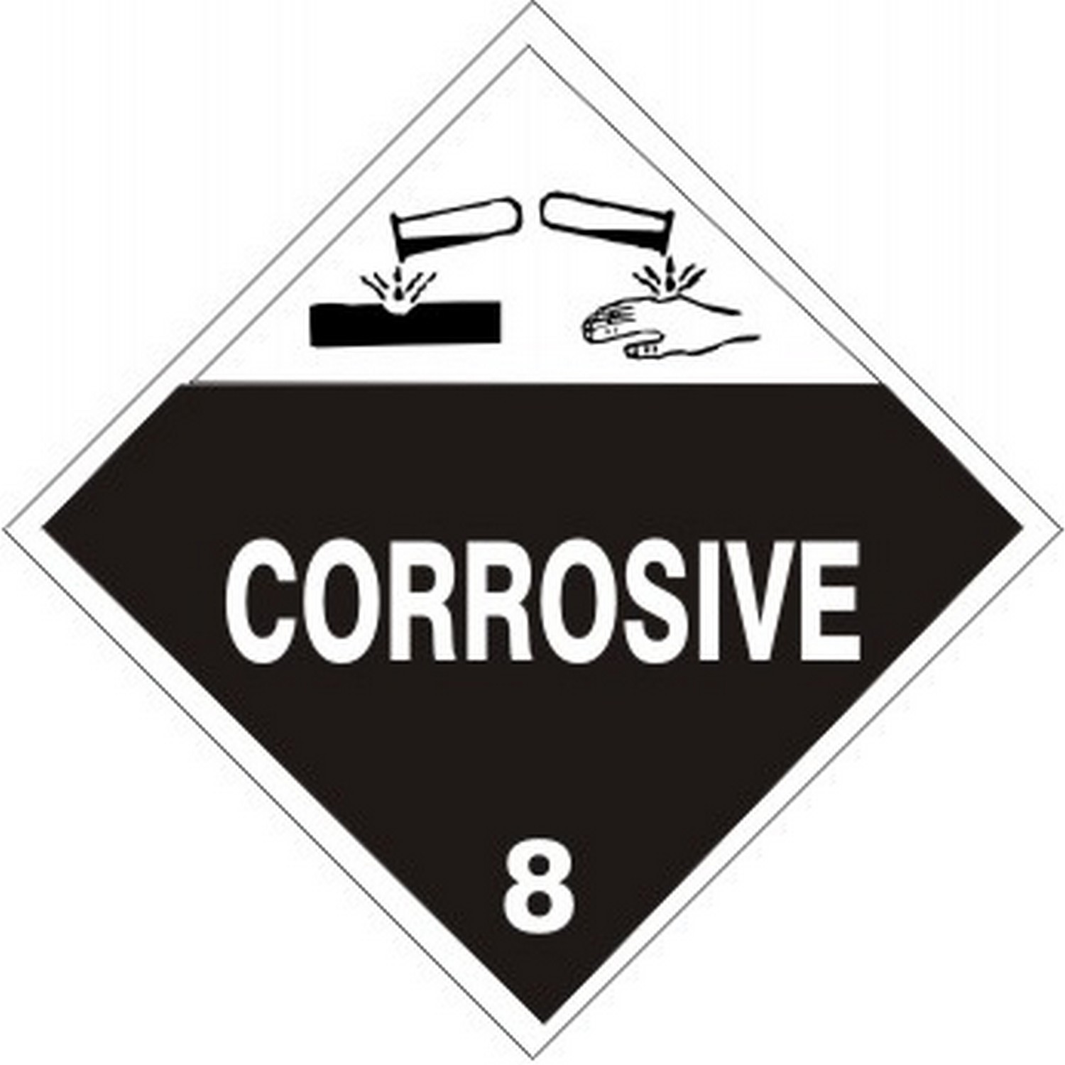 Safehouse Signs DOT-08374 Corrosive Picto - Class 8 Placard, 10.75, Adhesive Vinyl