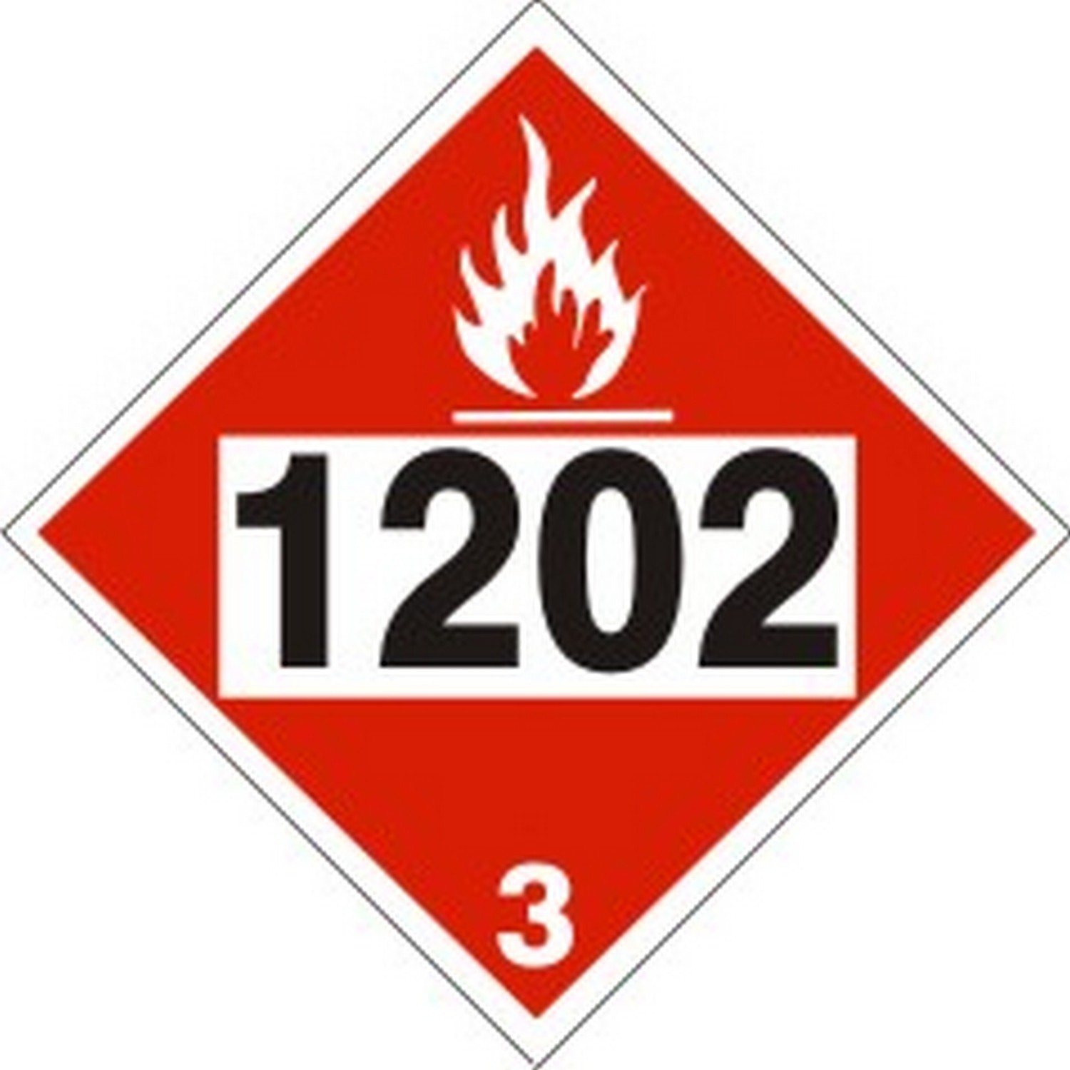 Safehouse Signs DOT-12024 1202 Gas, Oil, Diesel Fuel, Heating Oil - Class 3 Placard, 10.75, Adhesive Vinyl