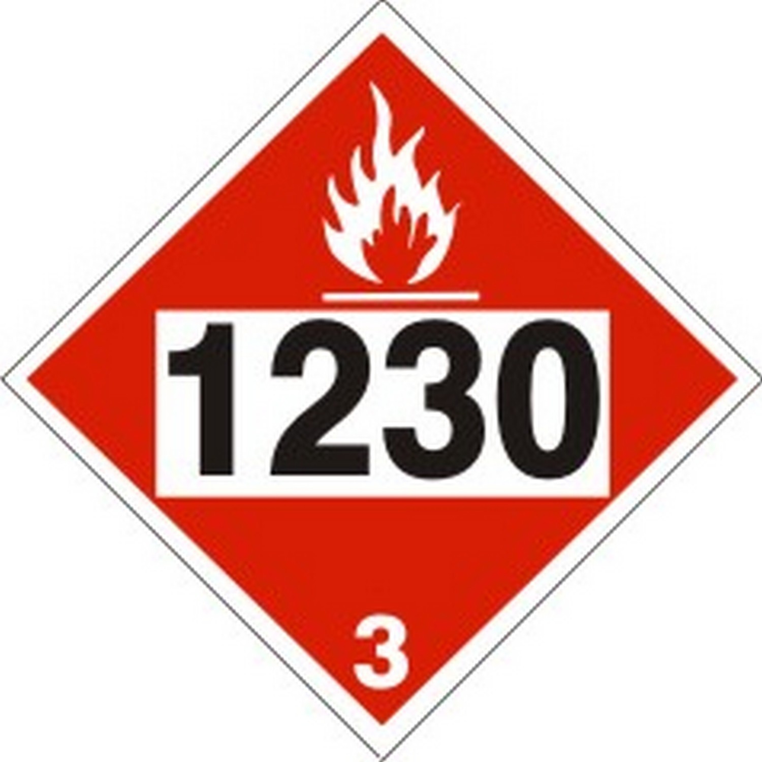 Safehouse Signs DOT-12309 1230 Methanol - Class 3 Placard, 10.75, Rigid Vinyl