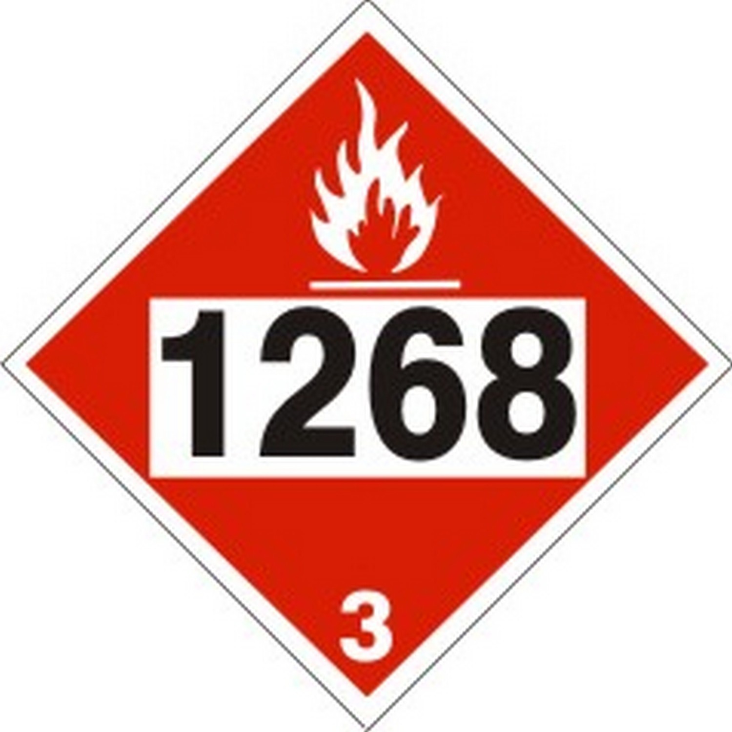 Safehouse Signs DOT-12689 1268 Petroleum Distillates N.O.S. - Class 3 Placard, 10.75, Rigid Vinyl